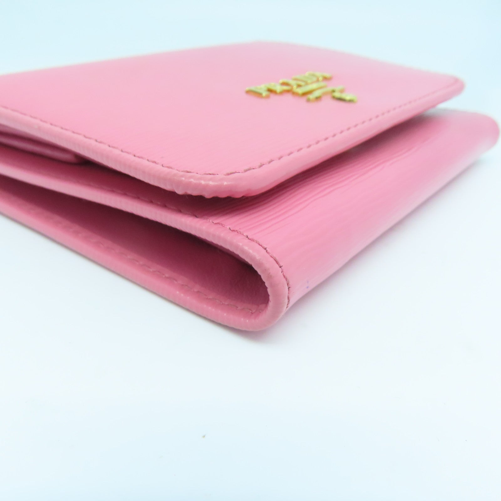 PRADA Saffiano皮革Wallet金扣錢包粉紅色