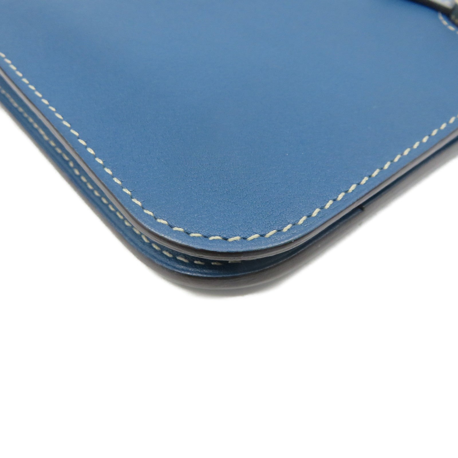 HERMES Swift皮革Dogon GM Long wallet銀扣長錢包Colvert藍色