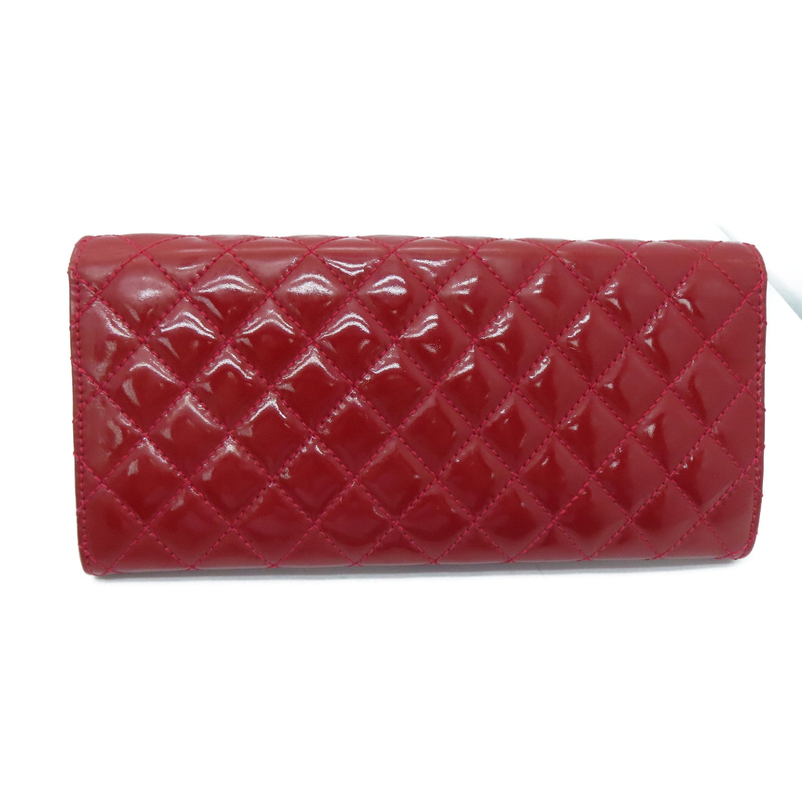CHANEL 菱格漆皮皮革Chain Shoulder Bag银扣肩背袋红色