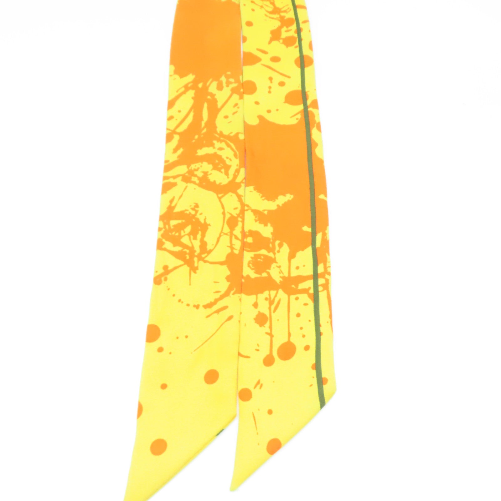 HERMES 絲質Twilly絲巾黃色/橙色