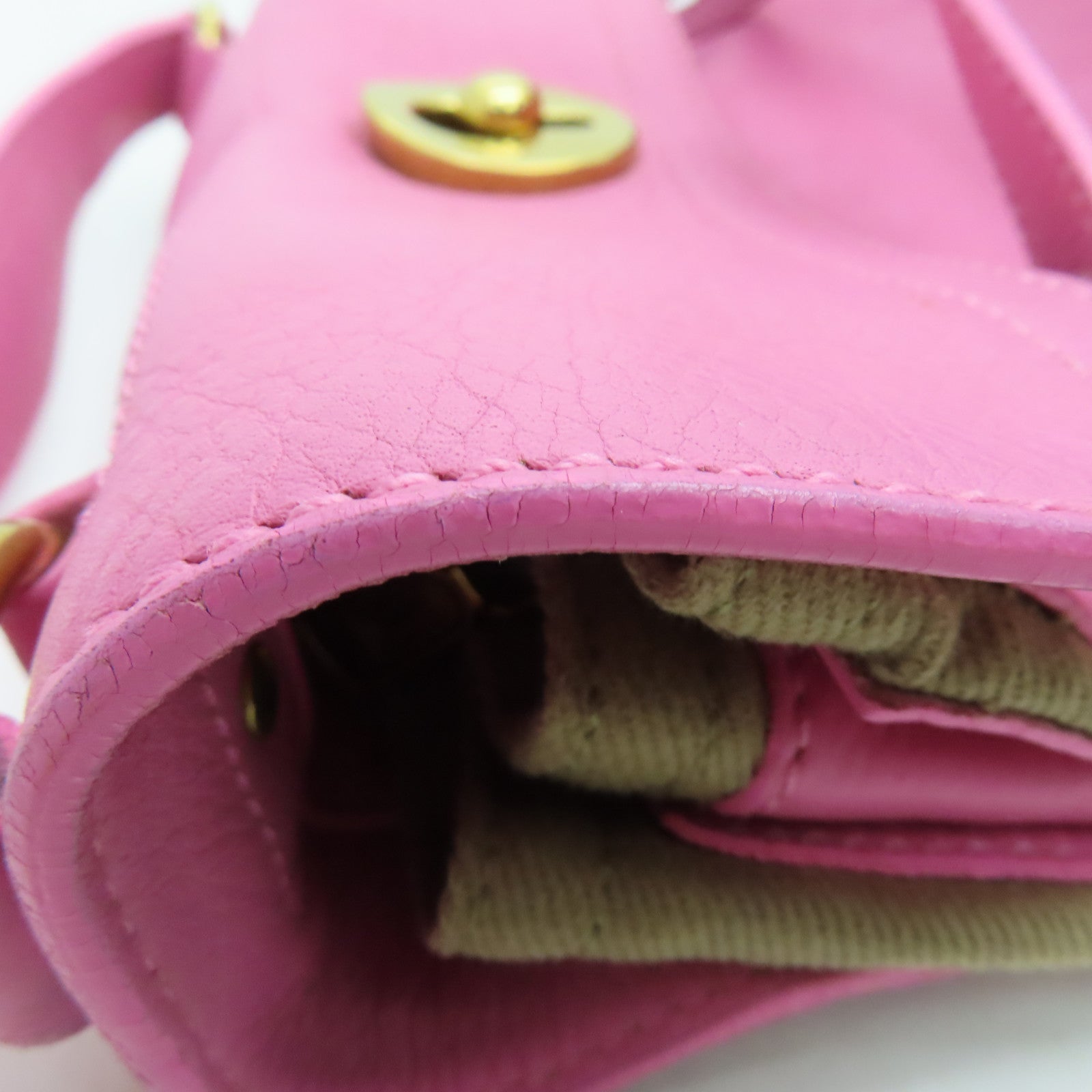 YVES SAINT LAURENT 皮革/帆布Handbag金扣手挽袋粉红色