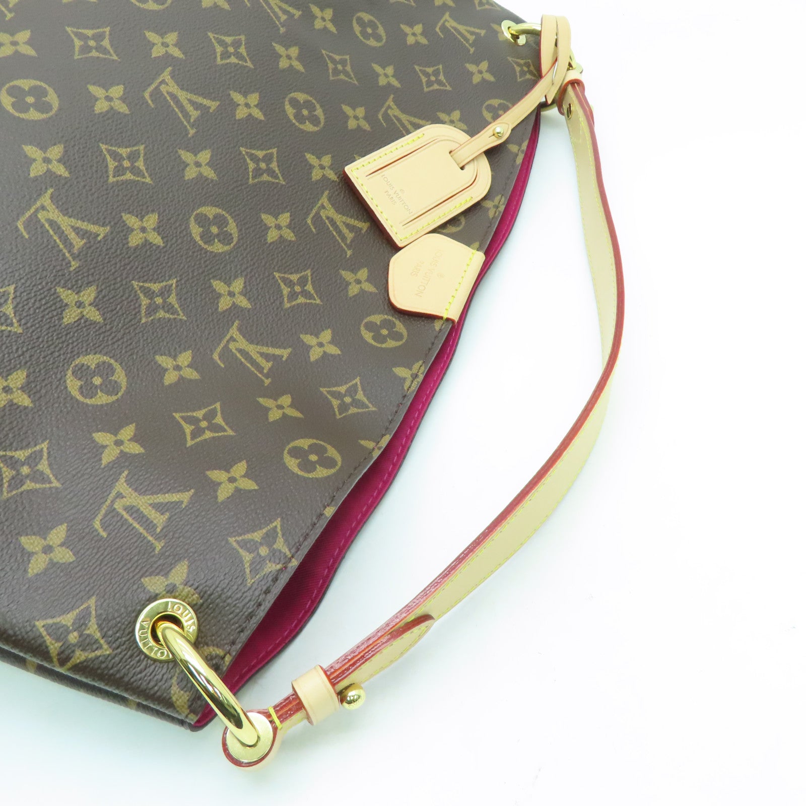 LOUIS VUITTON Monogram Graceful MM Gold Buckle Shoulder Bag Brown