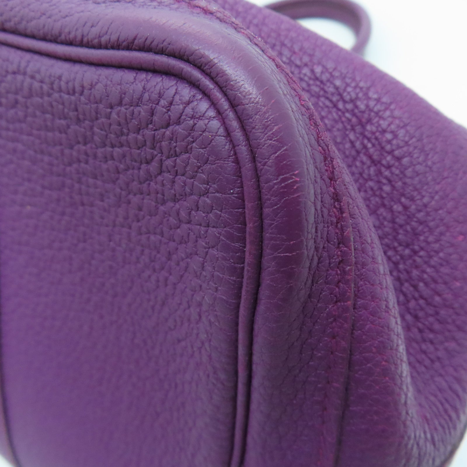 HERMES Negonda Leather GardenParty PM Silver Button Handle Bag Parme / Purple
