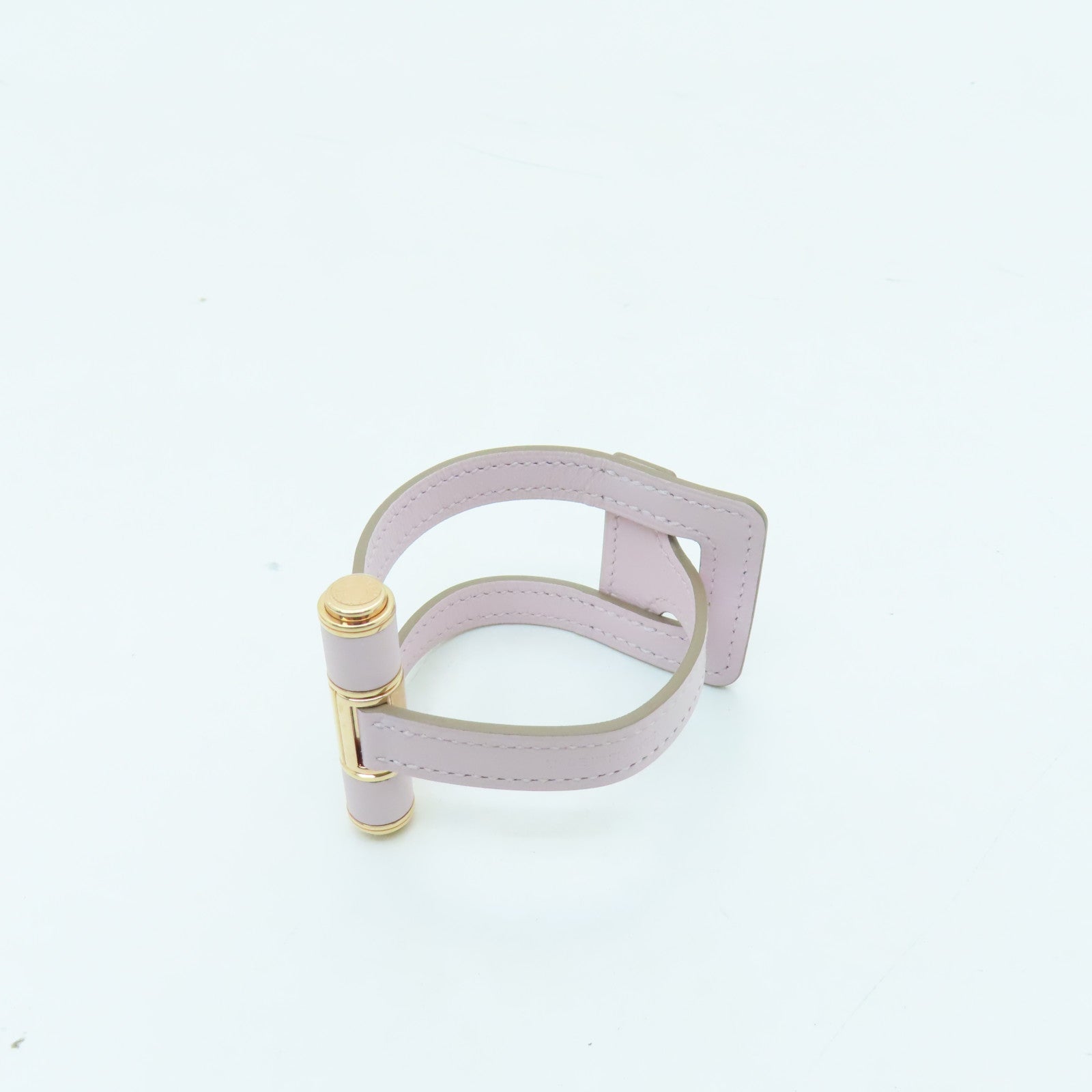 HERMES Leather/Metal Charniere Bracelet Gold Buckle Bracelet Light Purple/Gold