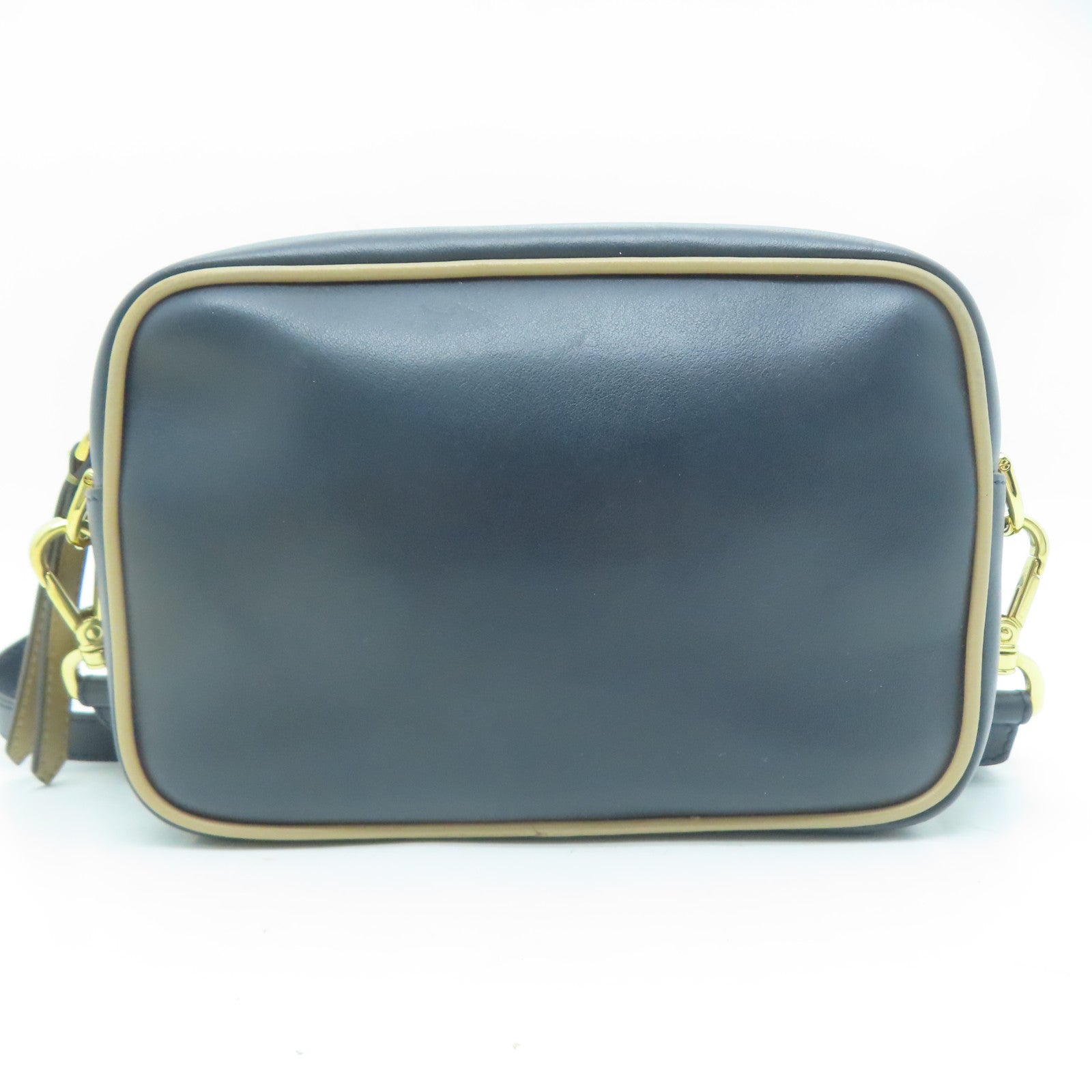 FENDI 牛皮皮革Shoulder Bag金扣肩背袋黑色/啡色