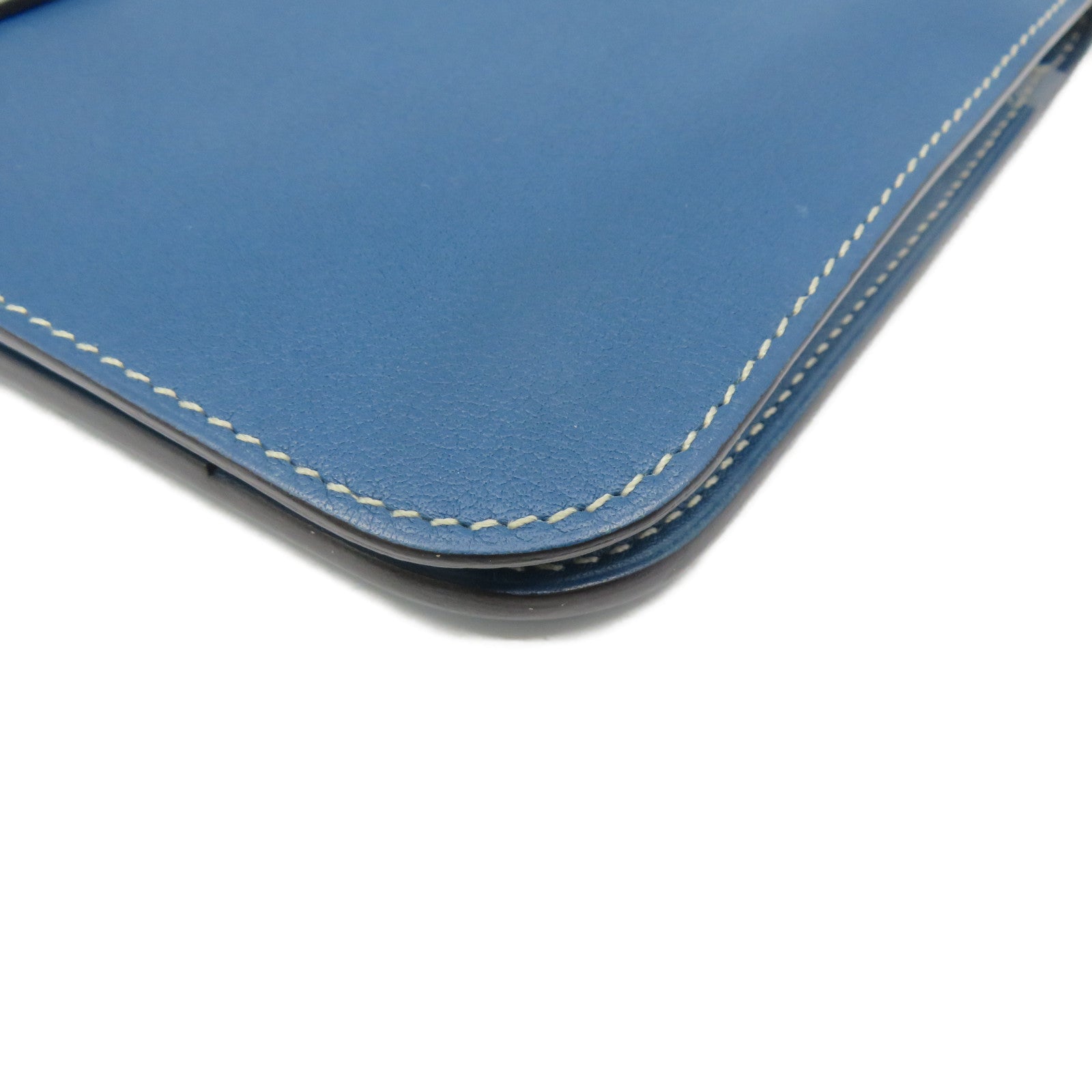 HERMES Swift皮革Dogon GM Long wallet銀扣長錢包Colvert藍色
