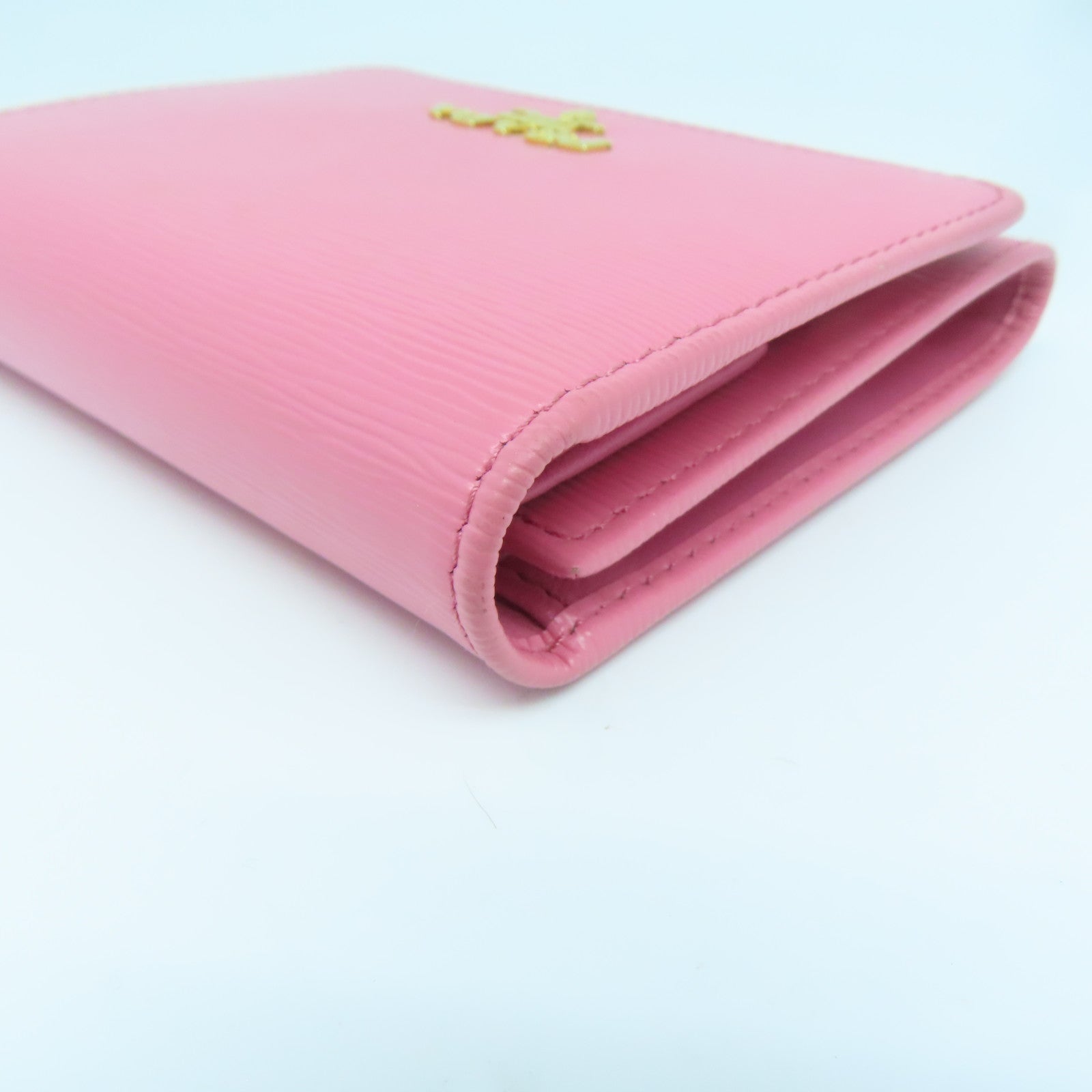 PRADA Saffiano皮革Wallet金扣錢包粉紅色