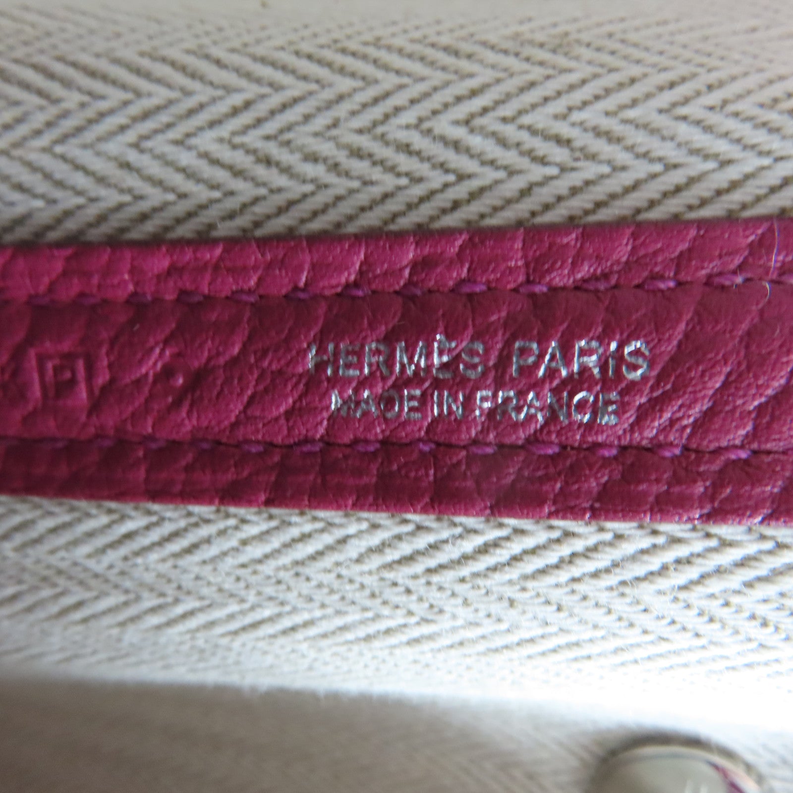 HERMES Country皮革GardenParty PM銀扣手挽袋桃紫色