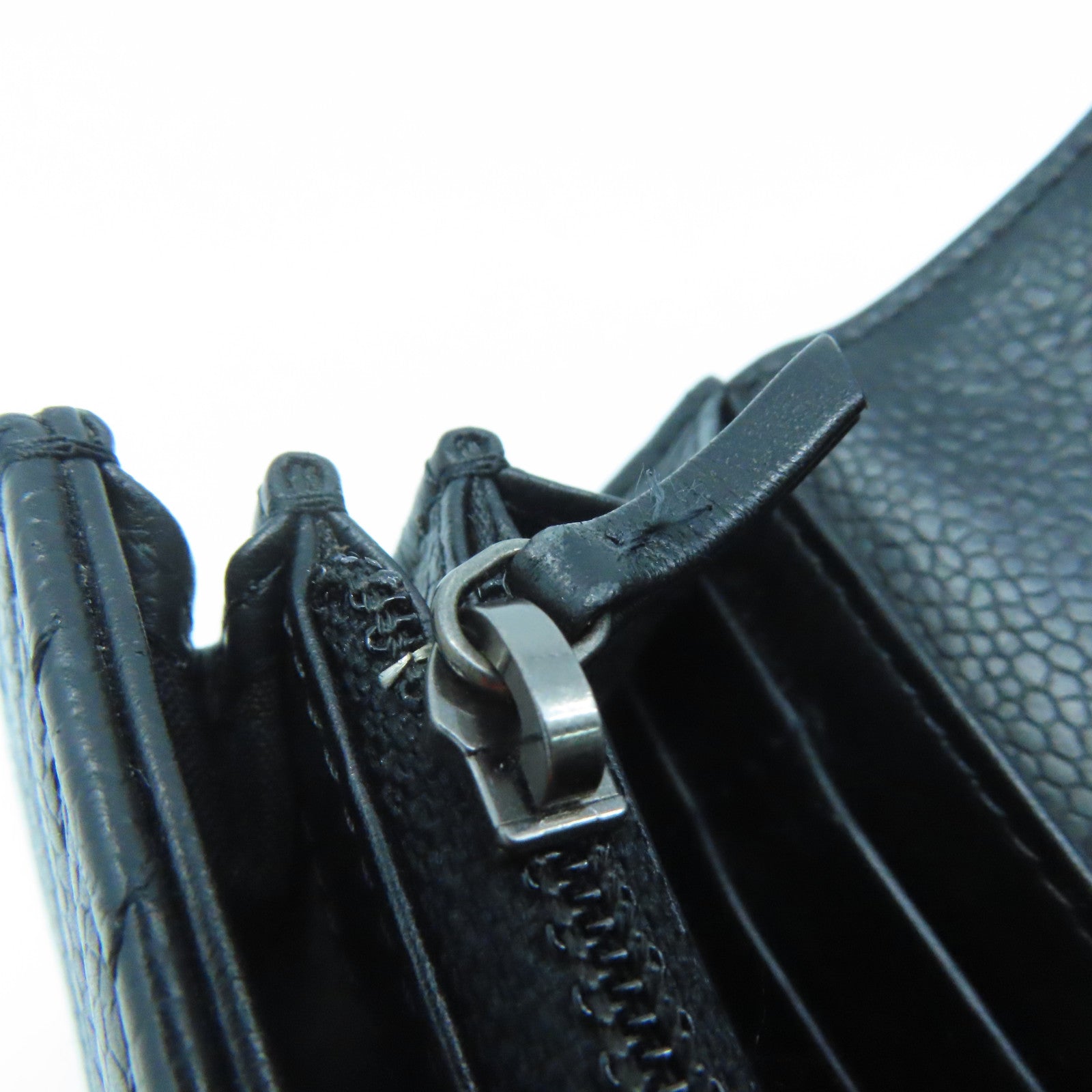 CHANEL Twill Caviar Leather Boy Chanel Wallet Silver Buckle Long Wallet Black