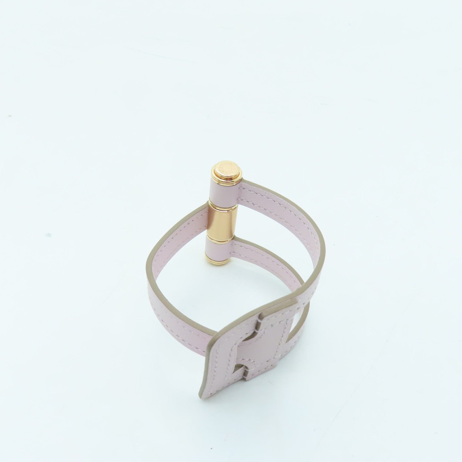 HERMES Leather/Metal Charniere Bracelet Gold Buckle Bracelet Light Purple/Gold