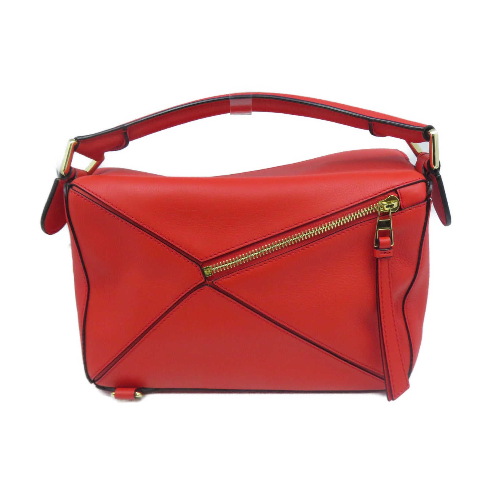 LOEWE 牛皮皮革Small Puzzle金扣手挽肩背兩用袋紅色