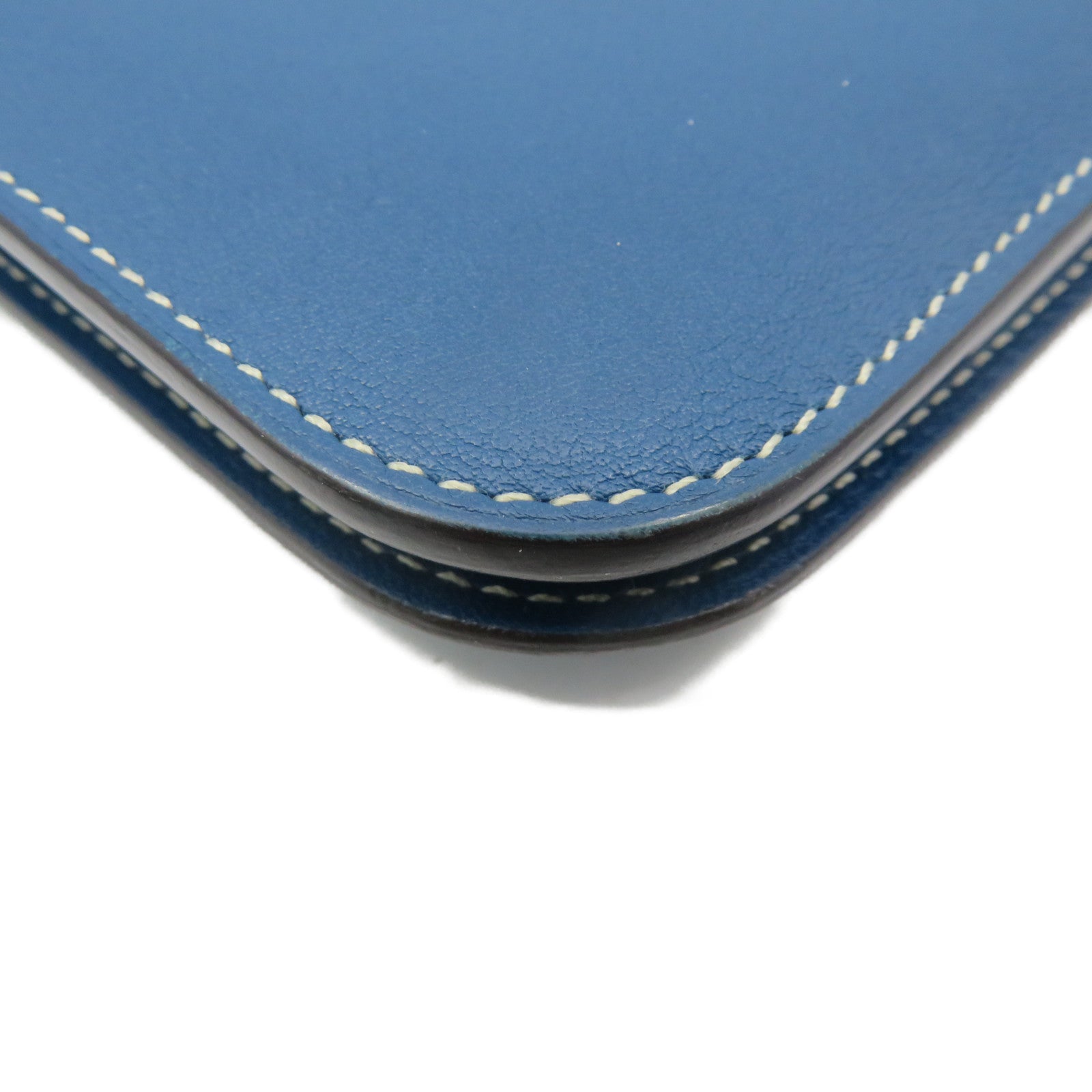 HERMES Swift皮革Dogon GM Long wallet銀扣長錢包Colvert藍色