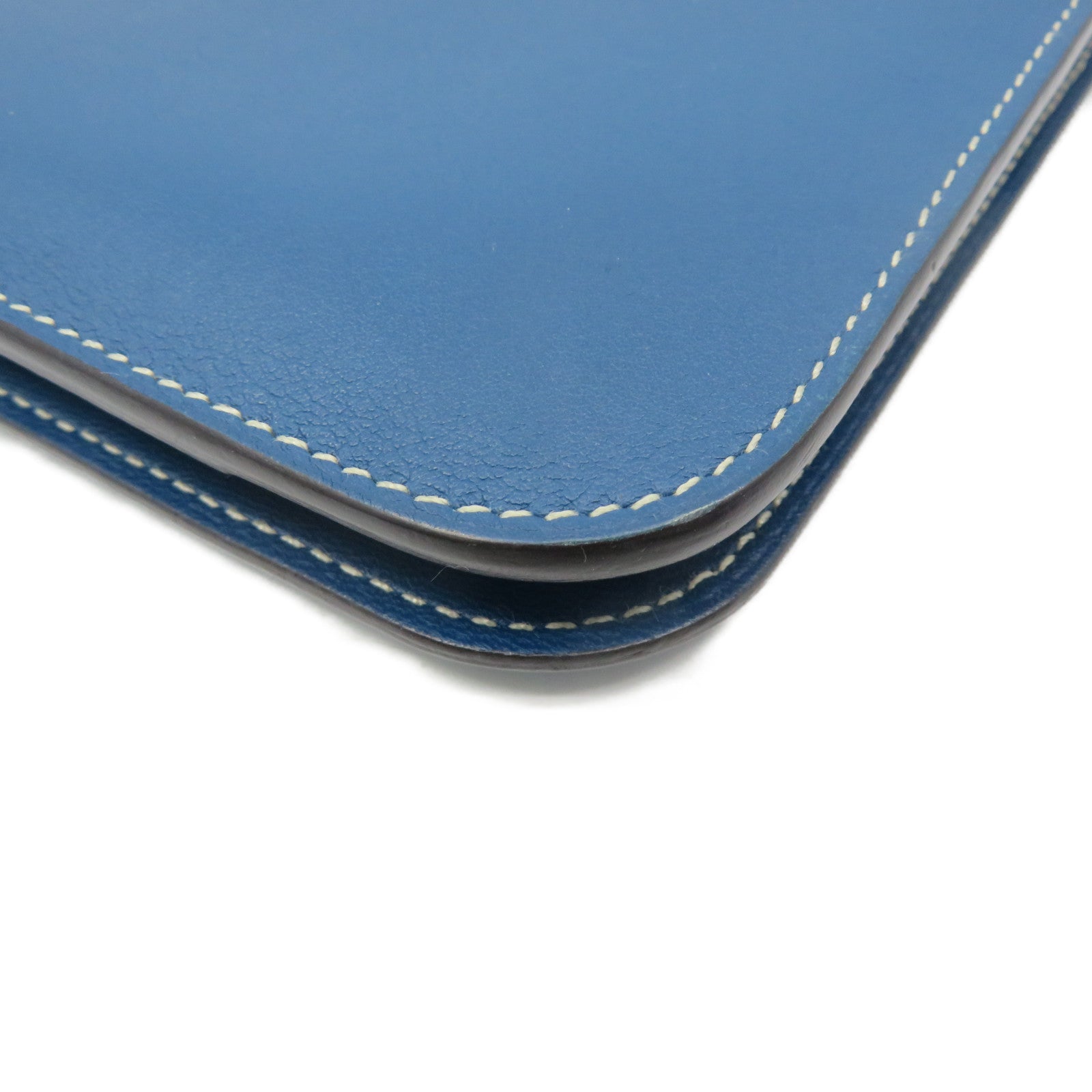 HERMES Swift皮革Dogon GM Long wallet銀扣長錢包Colvert藍色