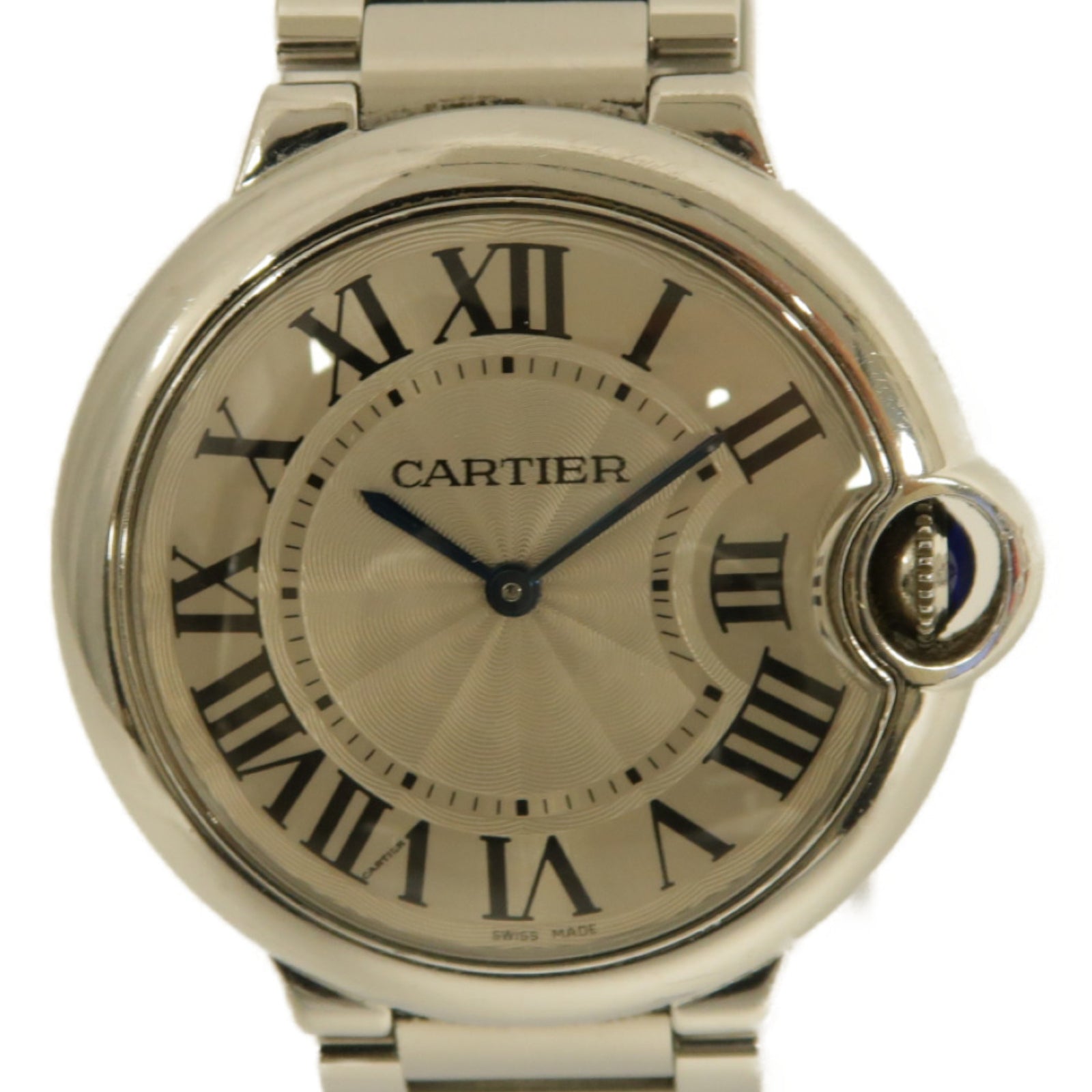 CARTIER Ballon Blue 33mm不鏽鋼手錶石英機芯銀色