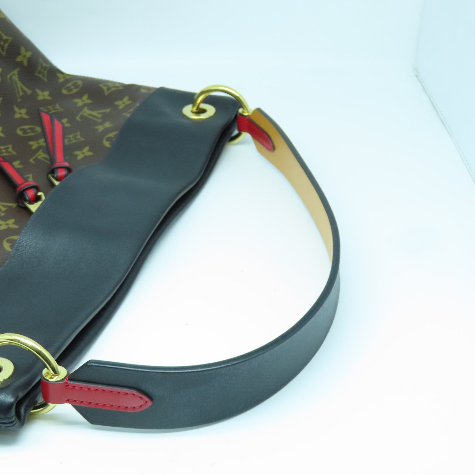 LOUIS VUITTON Monogram Tuileries金扣肩背袋棕色/黑色/红色
