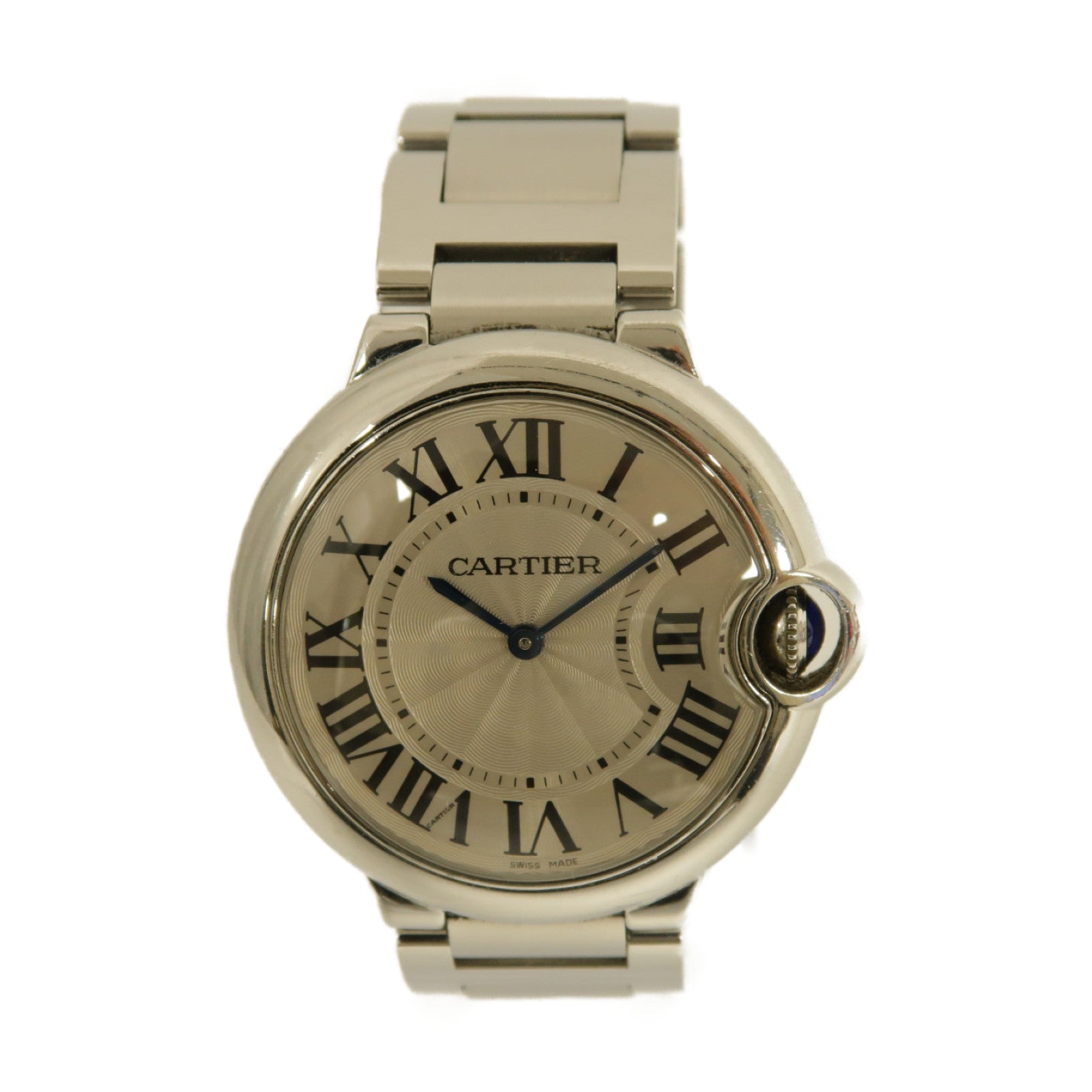 CARTIER Ballon Blue 33mm不鏽鋼手錶石英機芯銀色