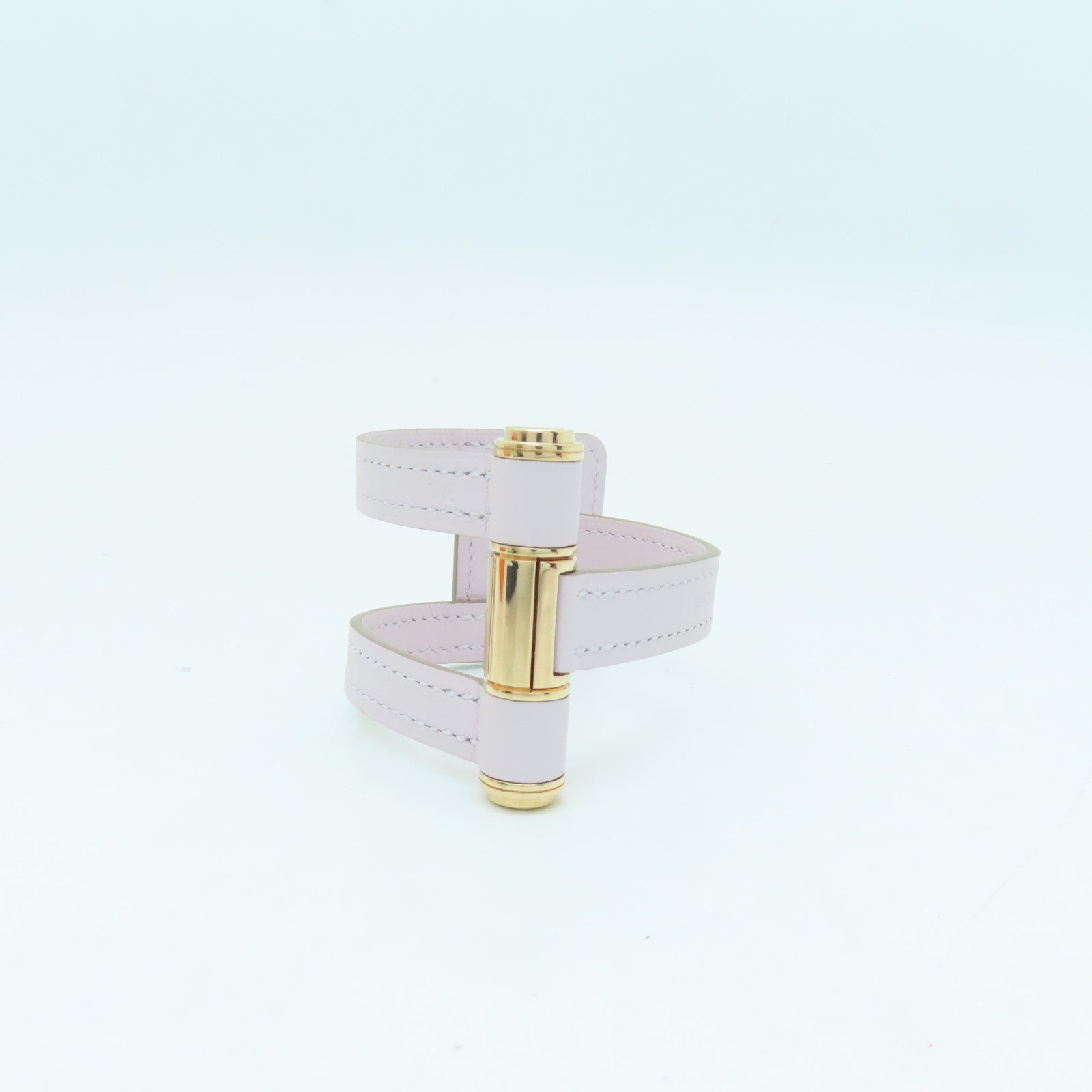HERMES Leather/Metal Charniere Bracelet Gold Buckle Bracelet Light Purple/Gold