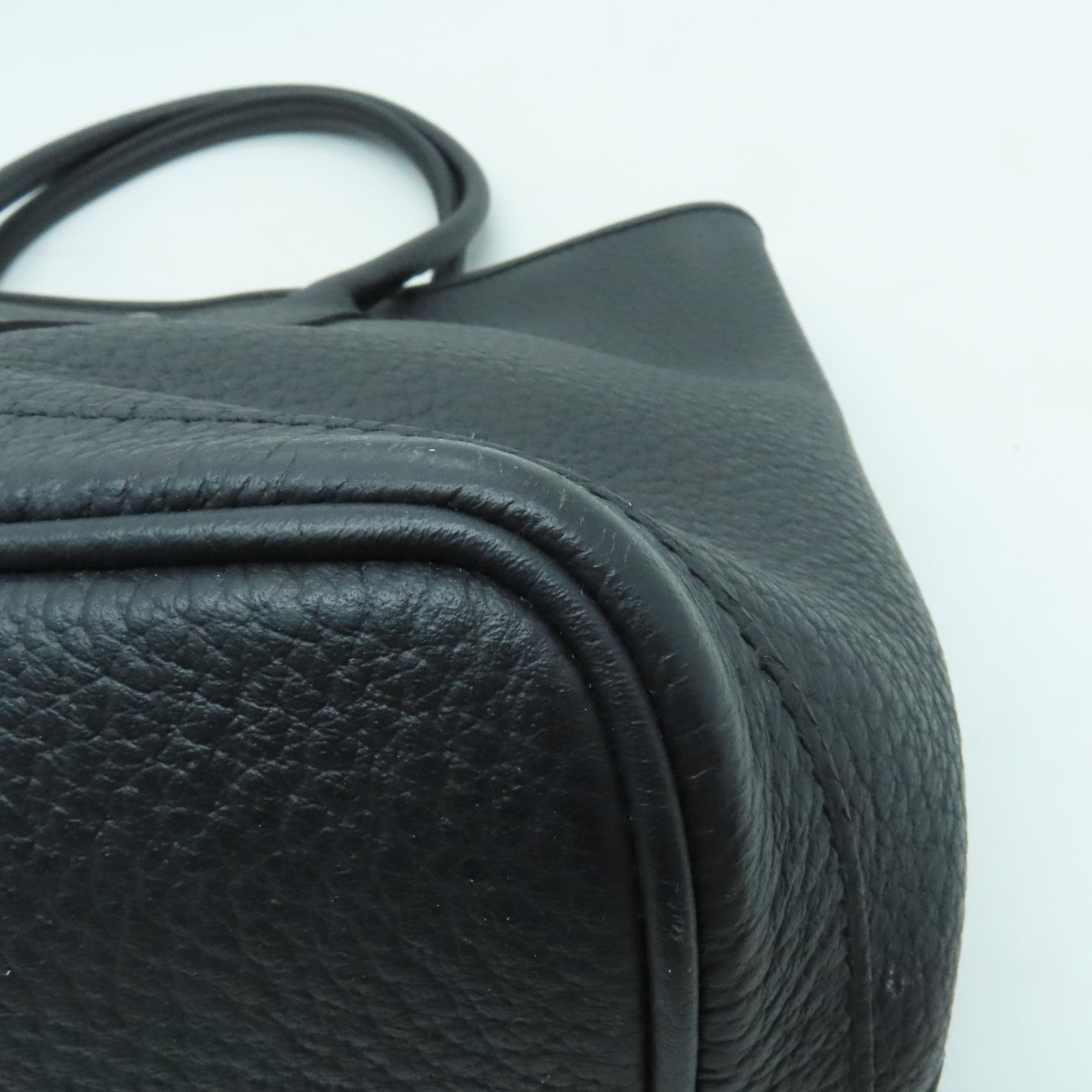 HERMES Negonda皮革GardenParty PM银扣手挽袋黑色