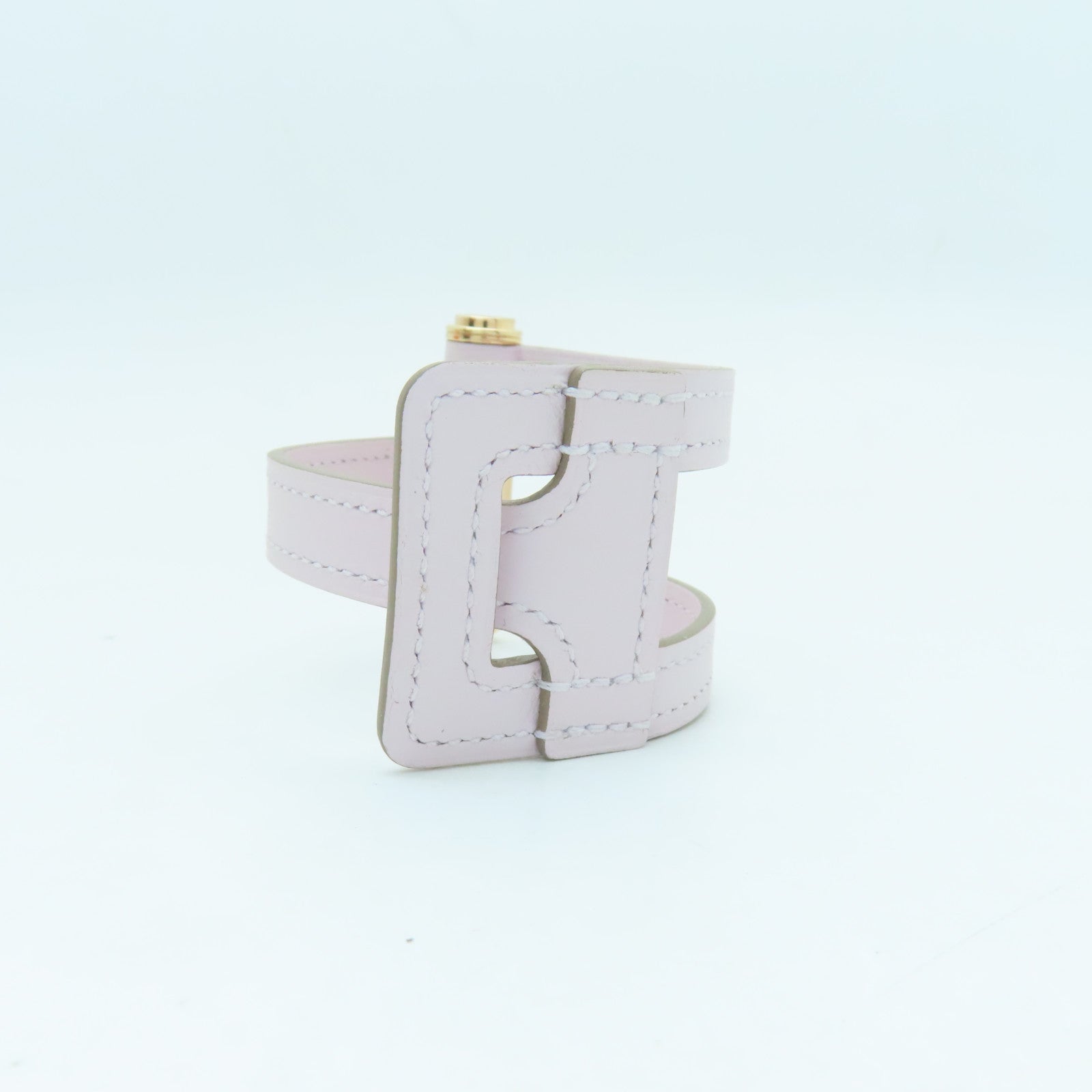 HERMES Leather/Metal Charniere Bracelet Gold Buckle Bracelet Light Purple/Gold