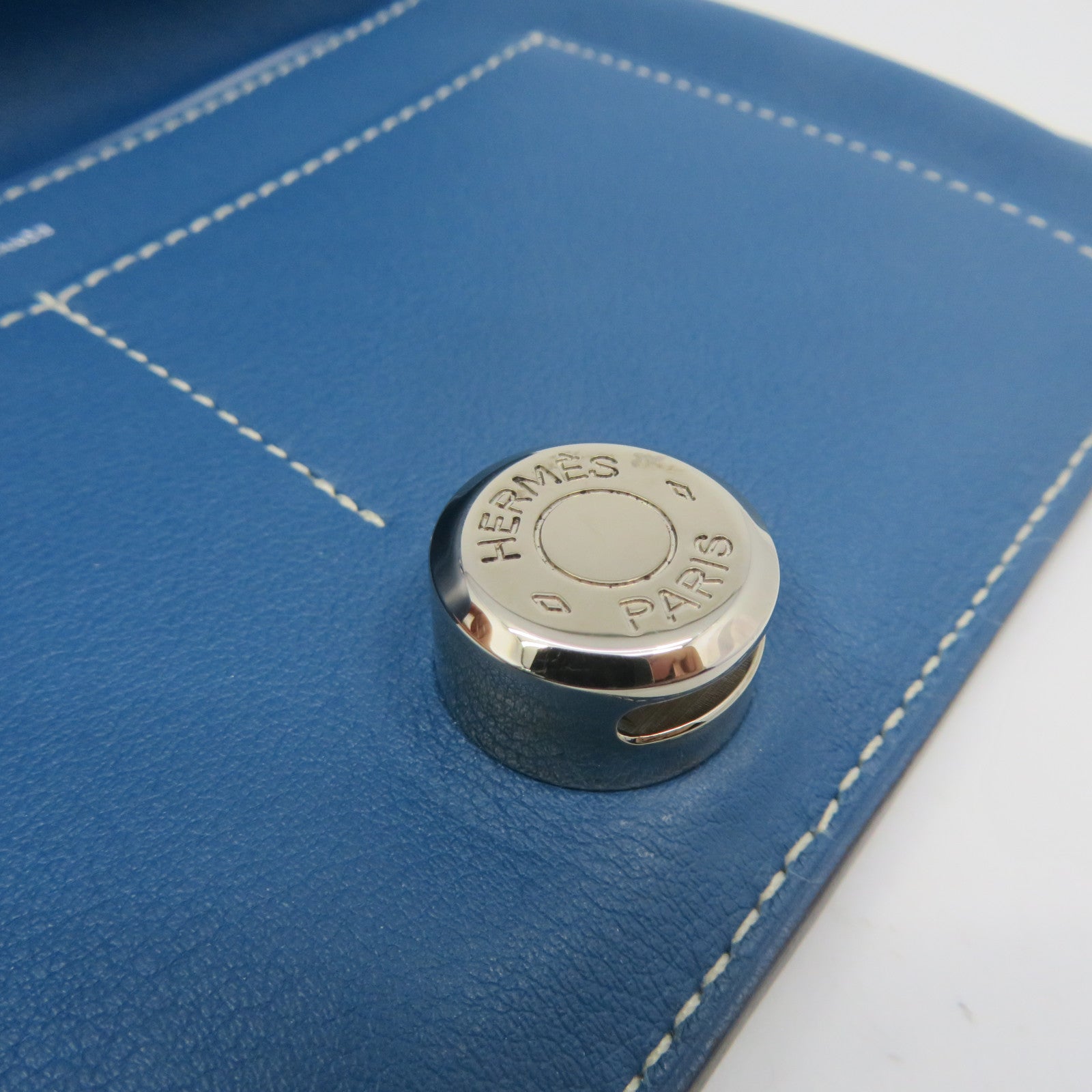 HERMES Swift皮革Dogon GM Long wallet銀扣長錢包Colvert藍色