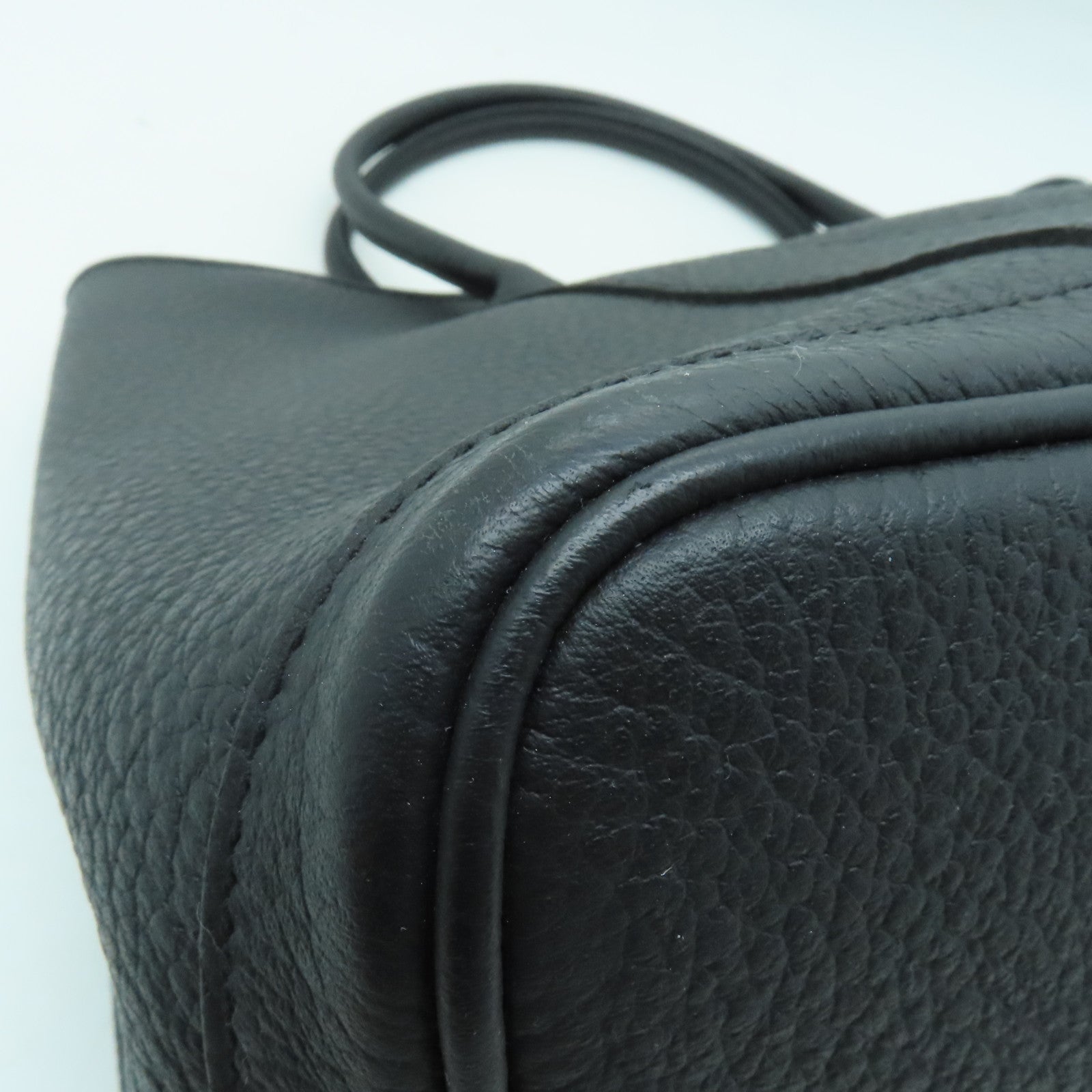 HERMES Negonda皮革GardenParty PM银扣手挽袋黑色