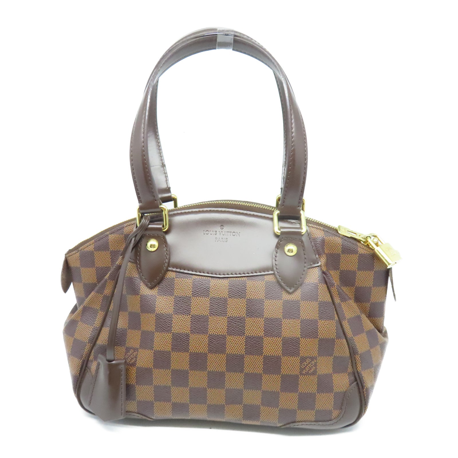 LOUIS VUITTON Damier Verona PM金扣肩背袋棕色