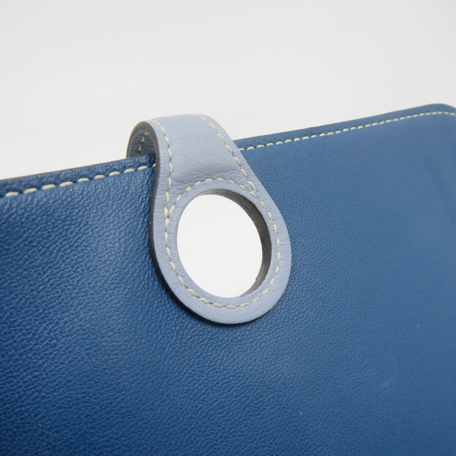 HERMES Swift皮革Dogon GM Long wallet銀扣長錢包Colvert藍色