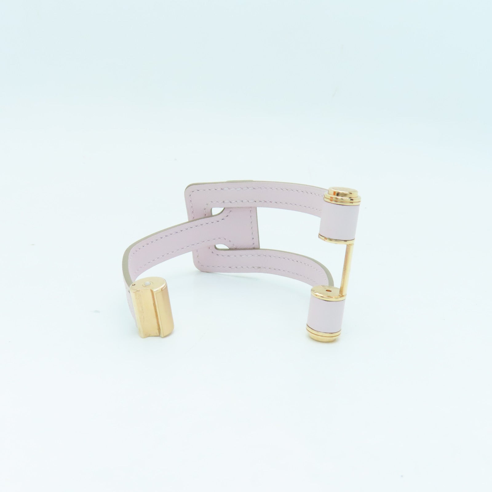 HERMES Leather/Metal Charniere Bracelet Gold Buckle Bracelet Light Purple/Gold