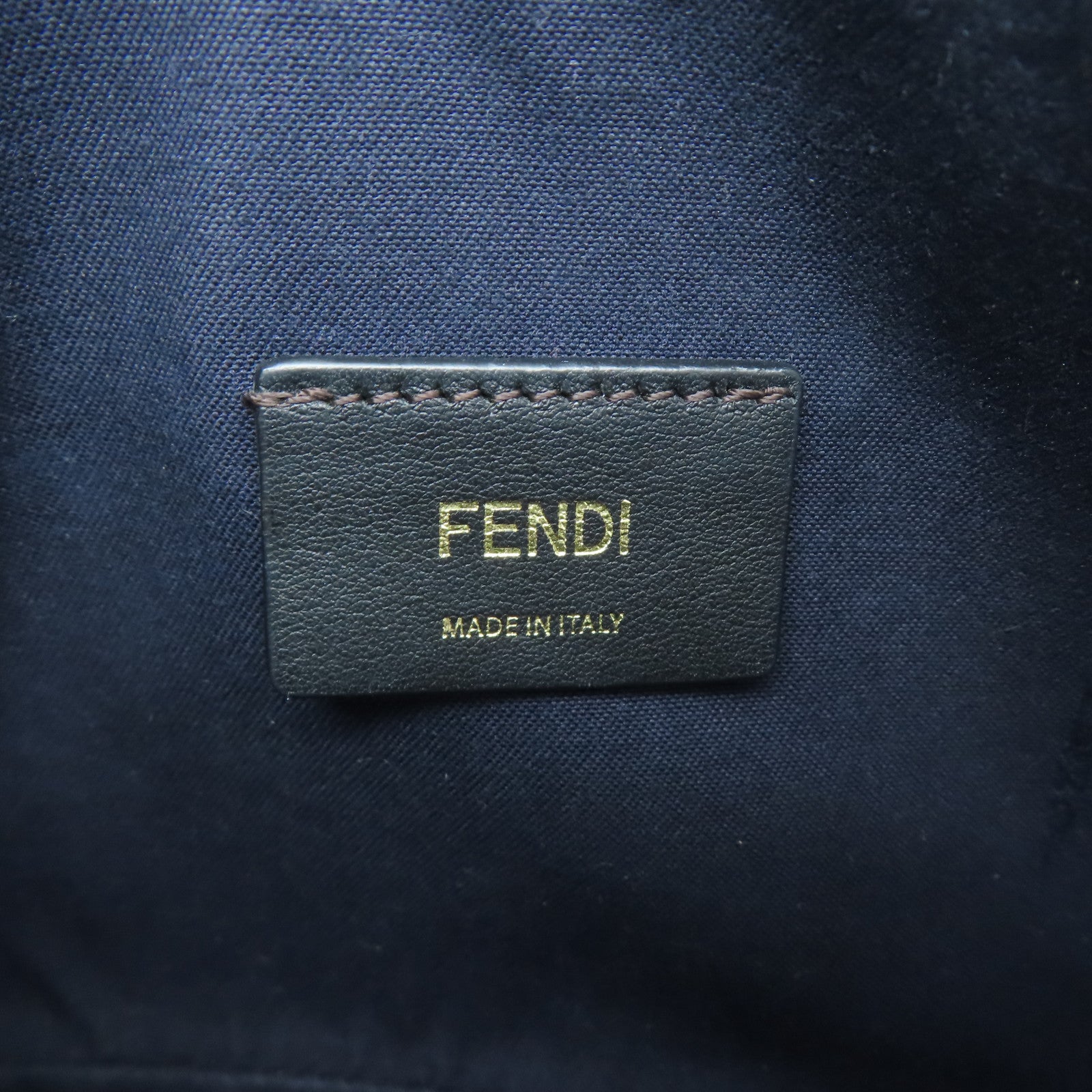 FENDI 牛皮皮革Shoulder Bag金扣肩背袋黑色/啡色