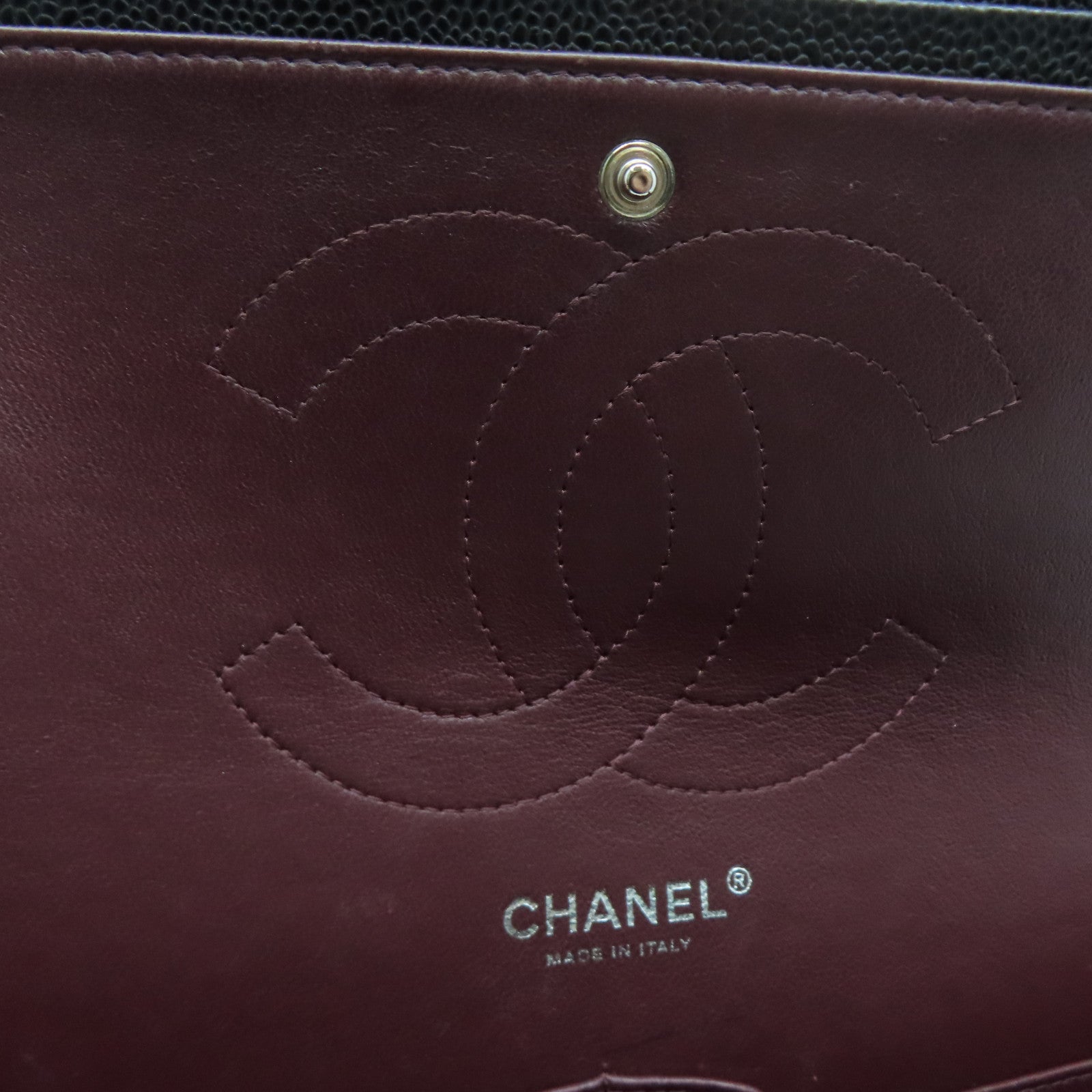 CHANEL 菱格Caviar皮革Classic Chain Shoulder Bag银扣链带肩背袋黑色