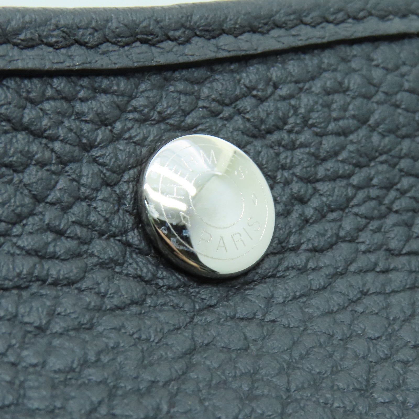 HERMES Negonda皮革GardenParty PM银扣手挽袋黑色