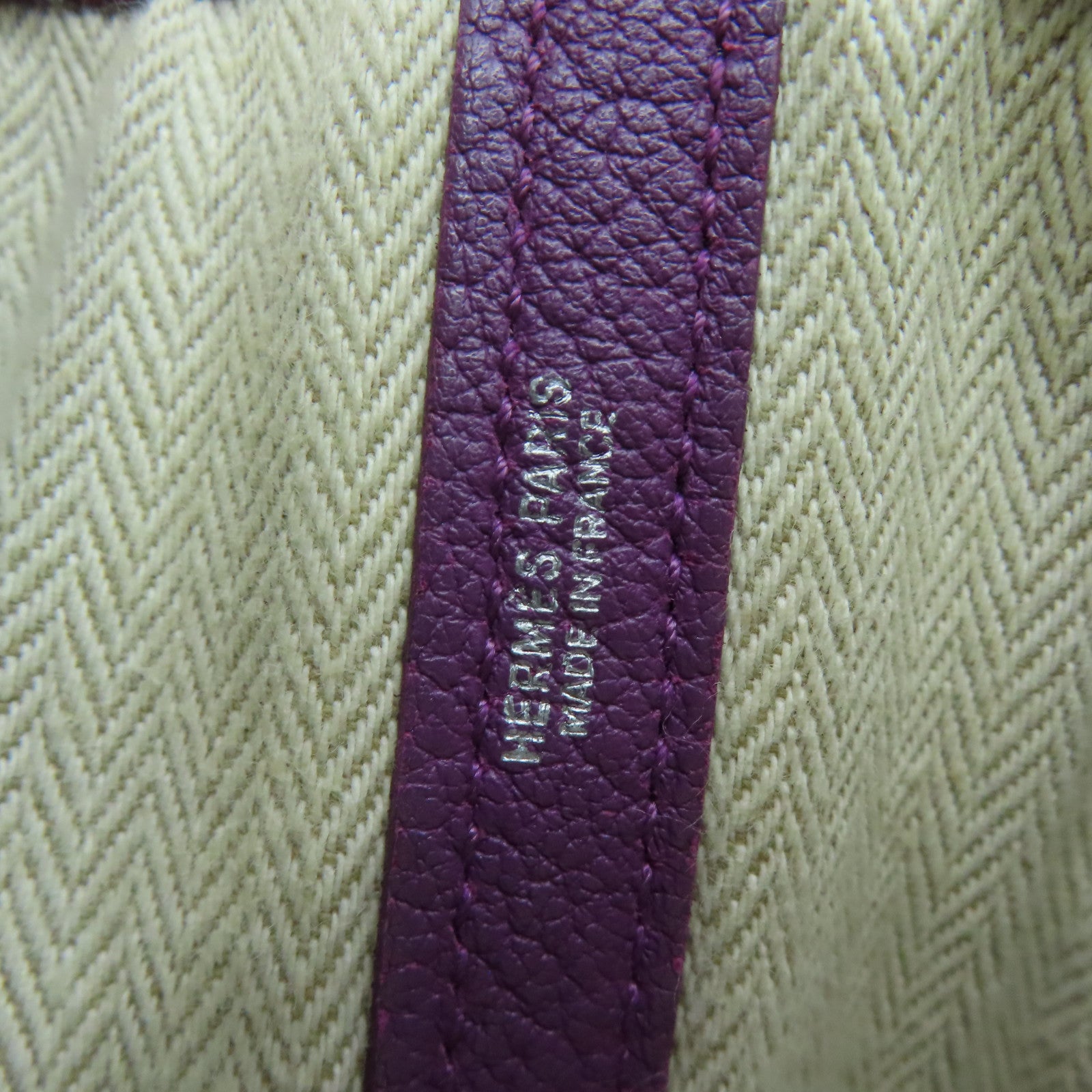 HERMES Negonda Leather GardenParty PM Silver Button Handle Bag Parme / Purple