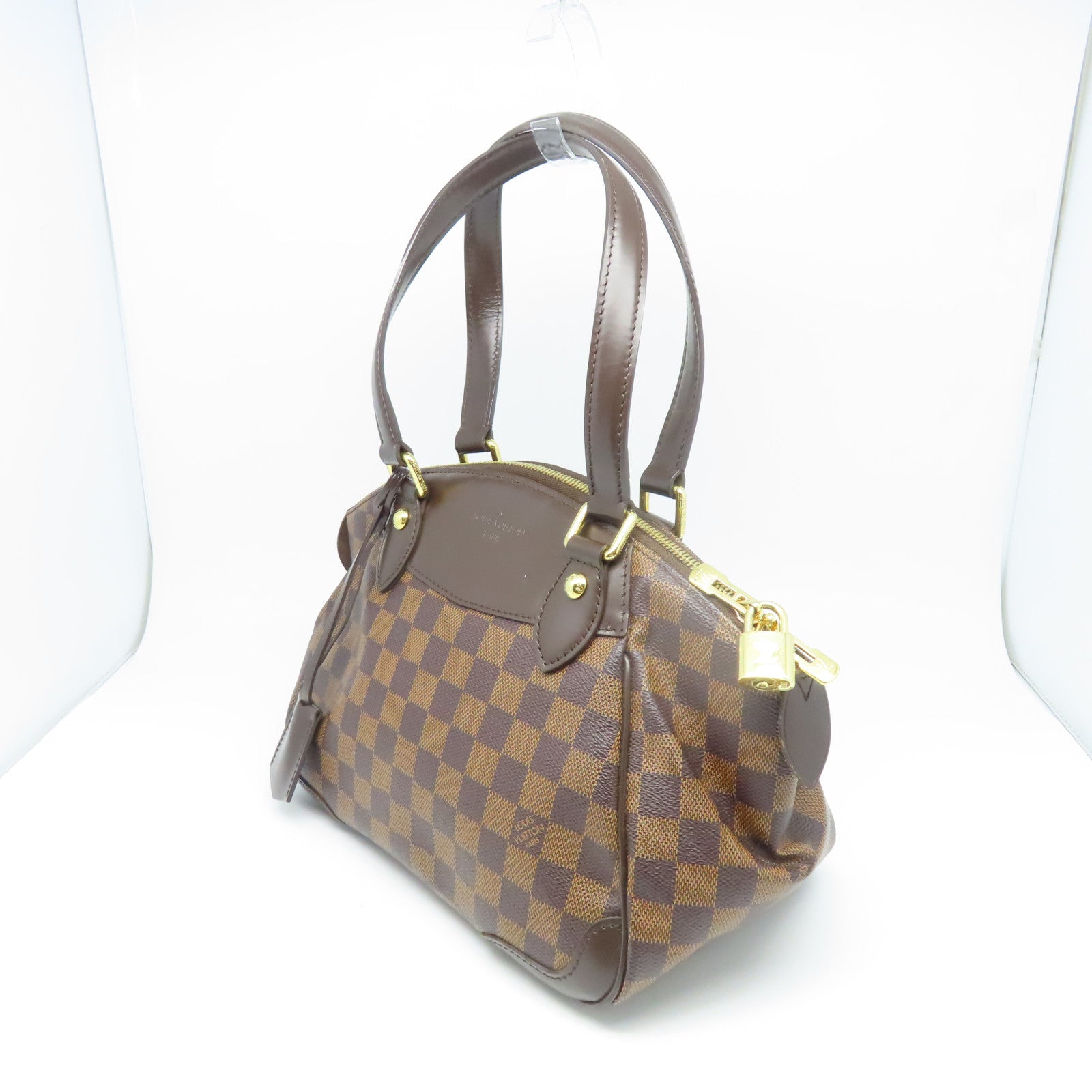 LOUIS VUITTON Damier Verona PM金扣肩背袋棕色