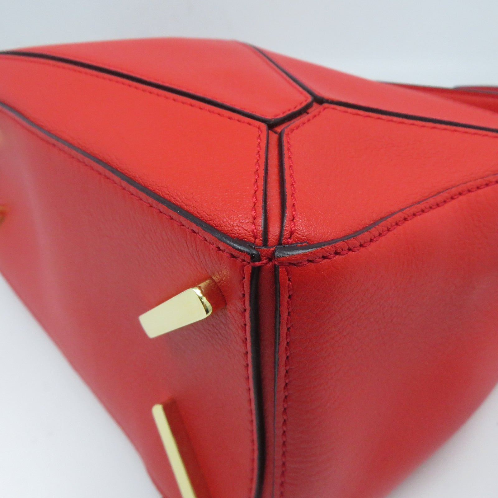 LOEWE 牛皮皮革Small Puzzle金扣手挽肩背兩用袋紅色