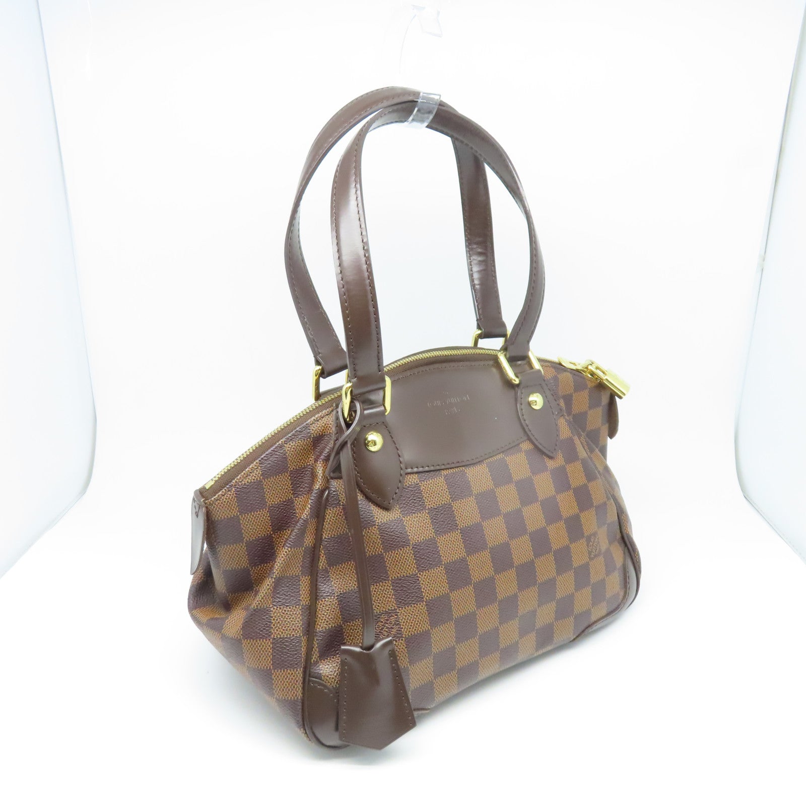 LOUIS VUITTON Damier Verona PM金扣肩背袋棕色