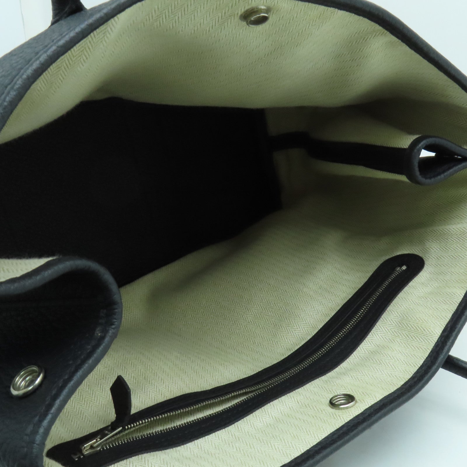 HERMES Negonda皮革GardenParty PM银扣手挽袋黑色