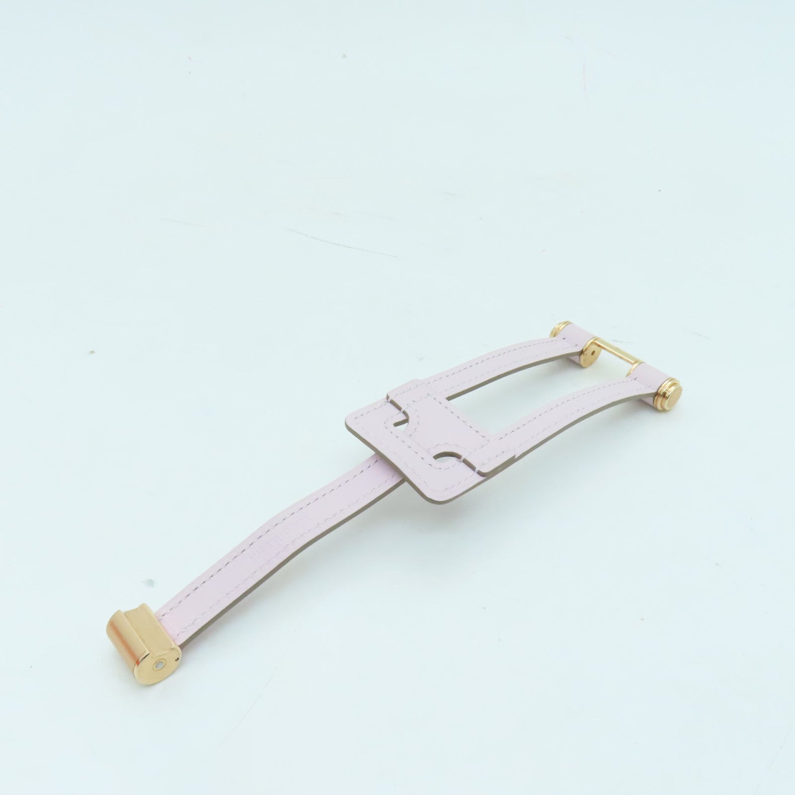 HERMES Leather/Metal Charniere Bracelet Gold Buckle Bracelet Light Purple/Gold