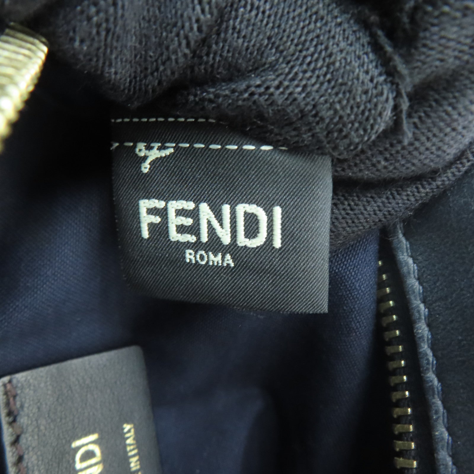 FENDI 牛皮皮革Shoulder Bag金扣肩背袋黑色/啡色