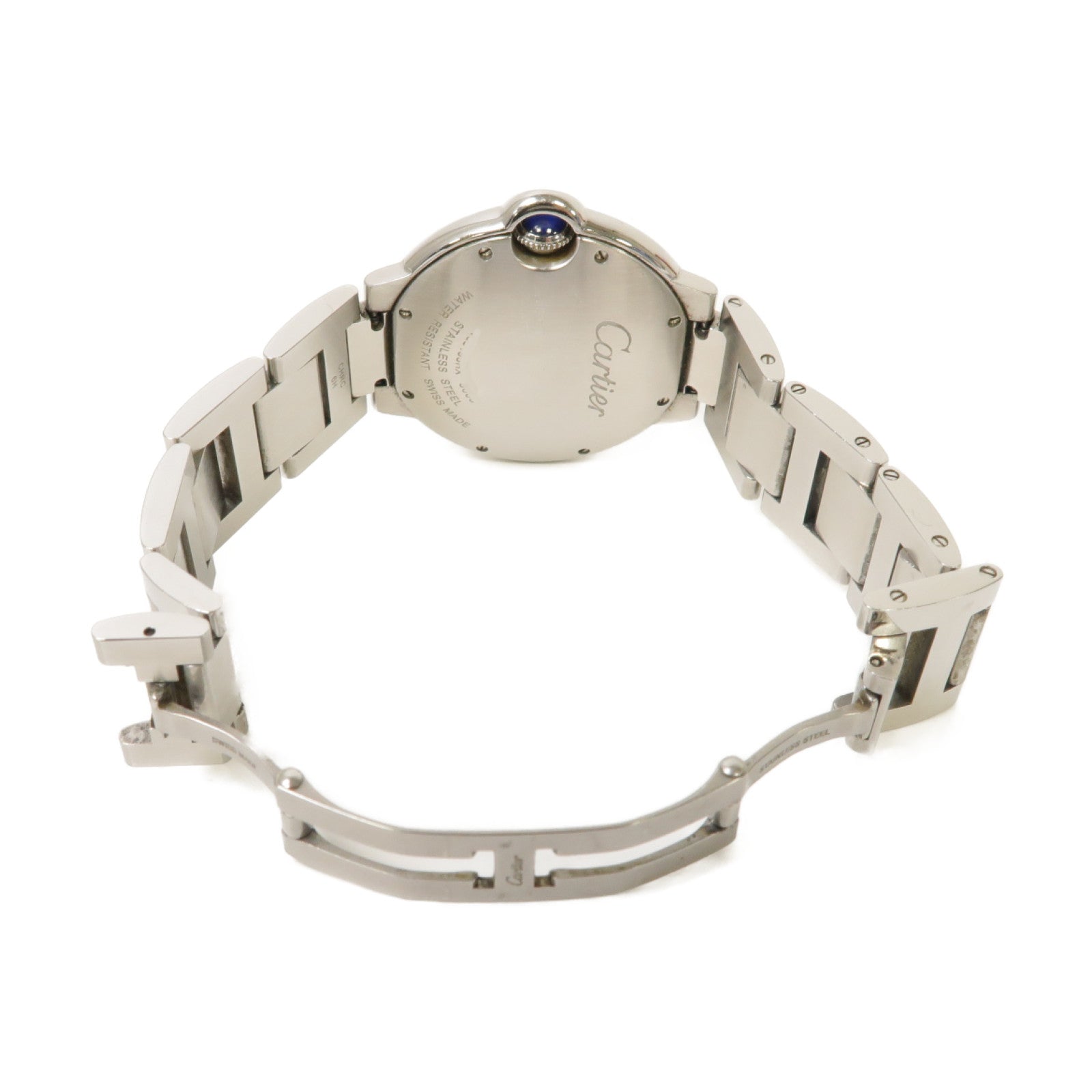 CARTIER Ballon Blue 33mm不鏽鋼手錶石英機芯銀色