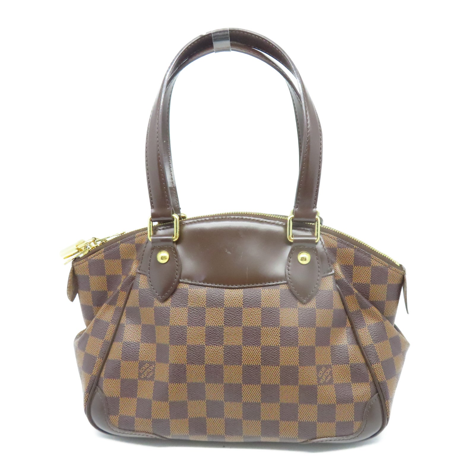 LOUIS VUITTON Damier Verona PM金扣肩背袋棕色