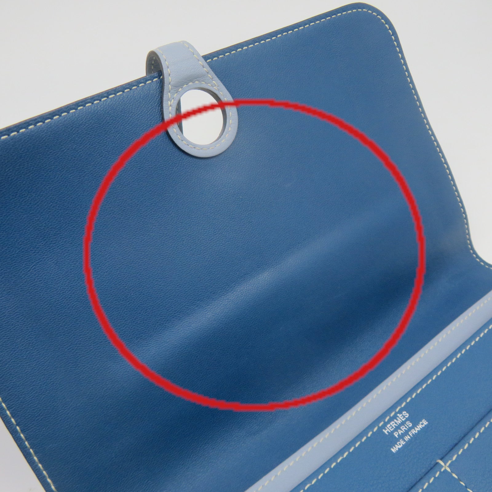 HERMES Swift皮革Dogon GM Long wallet銀扣長錢包Colvert藍色