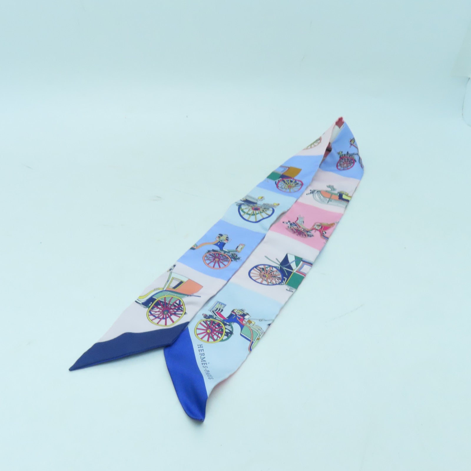 HERMES 【激減優惠】 絲質Twilly絲巾藍色/多色