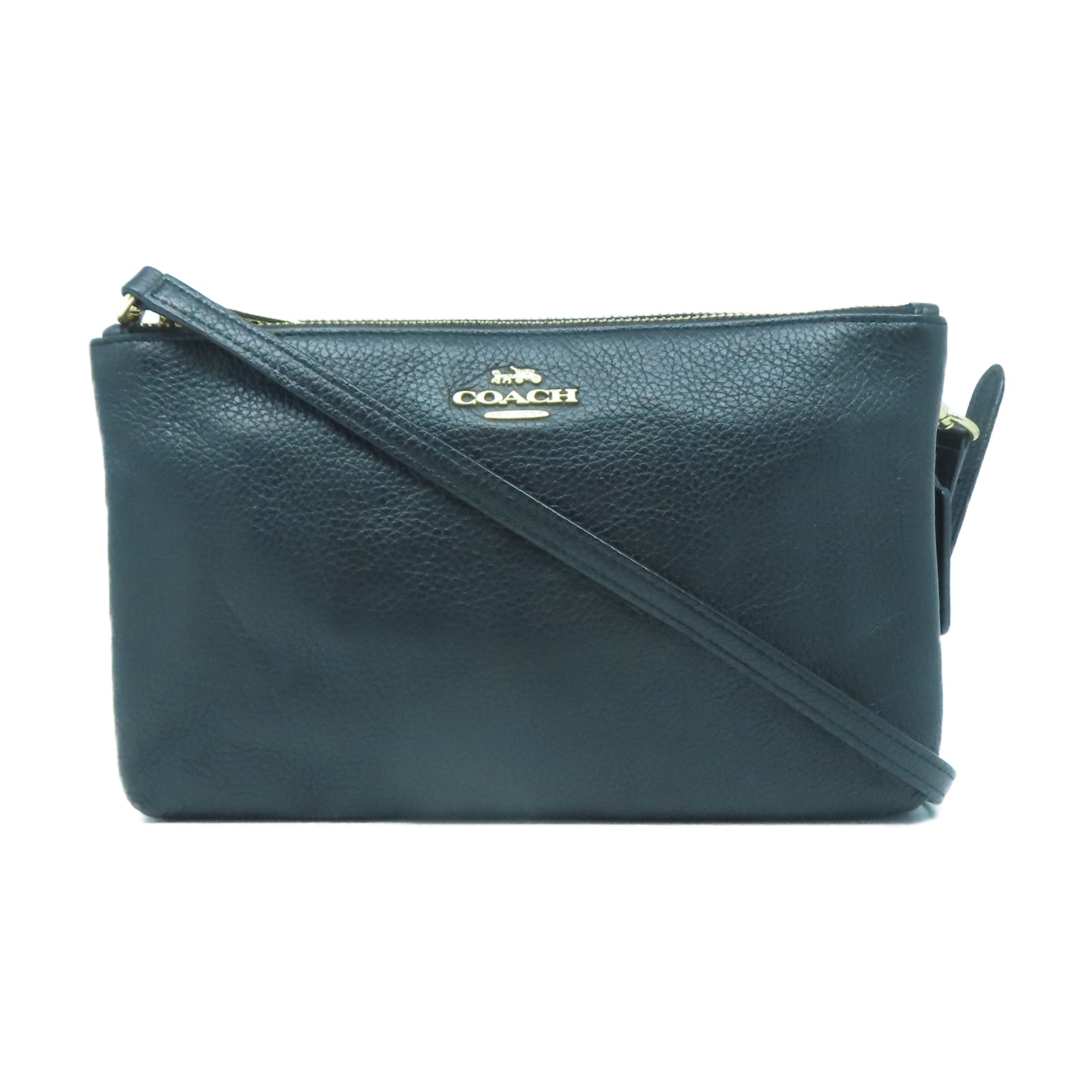 COACH 羊皮皮革Shoulder Bag金扣肩背袋黑色