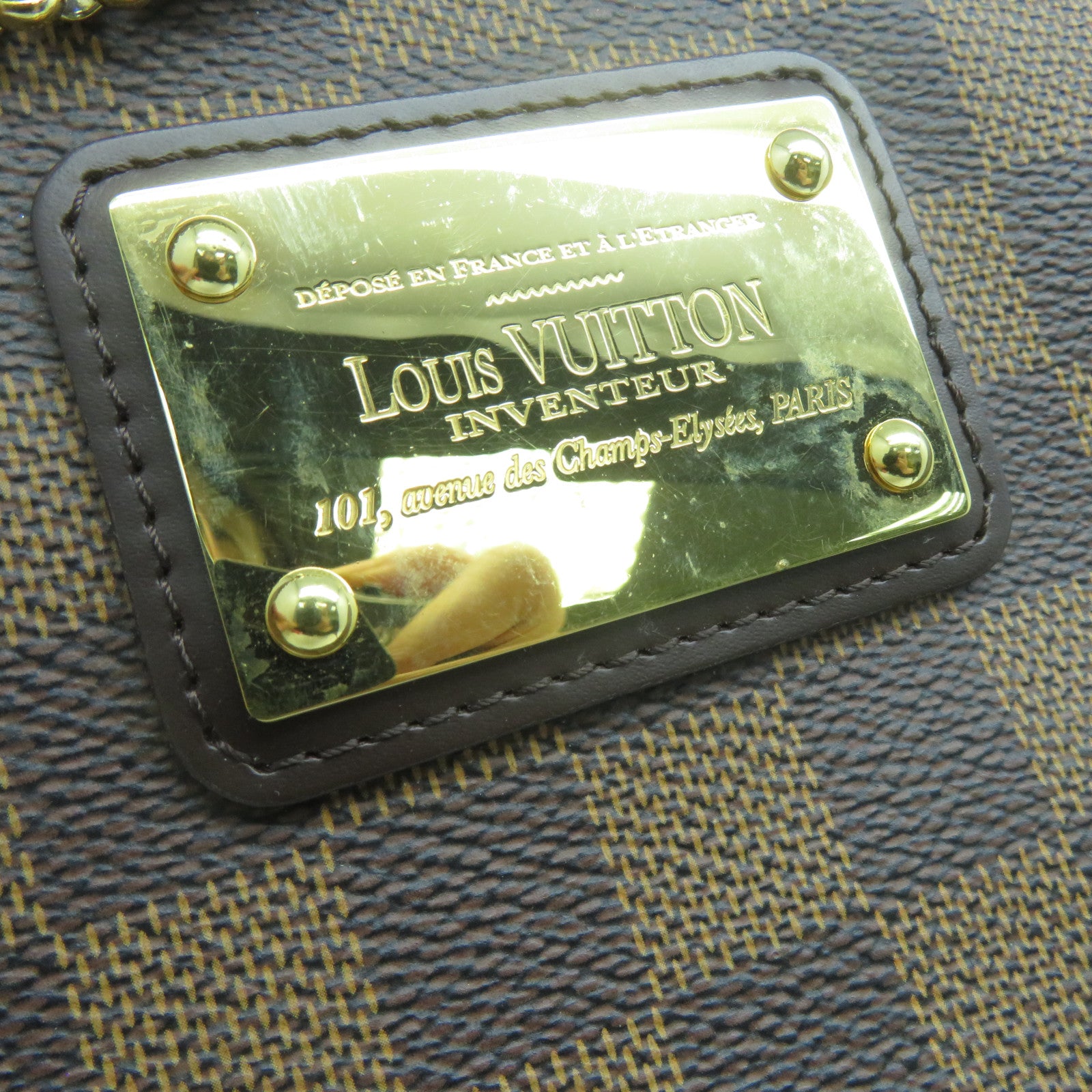 LOUIS VUITTON Damier Eva金扣手挽肩背兩用袋啡色