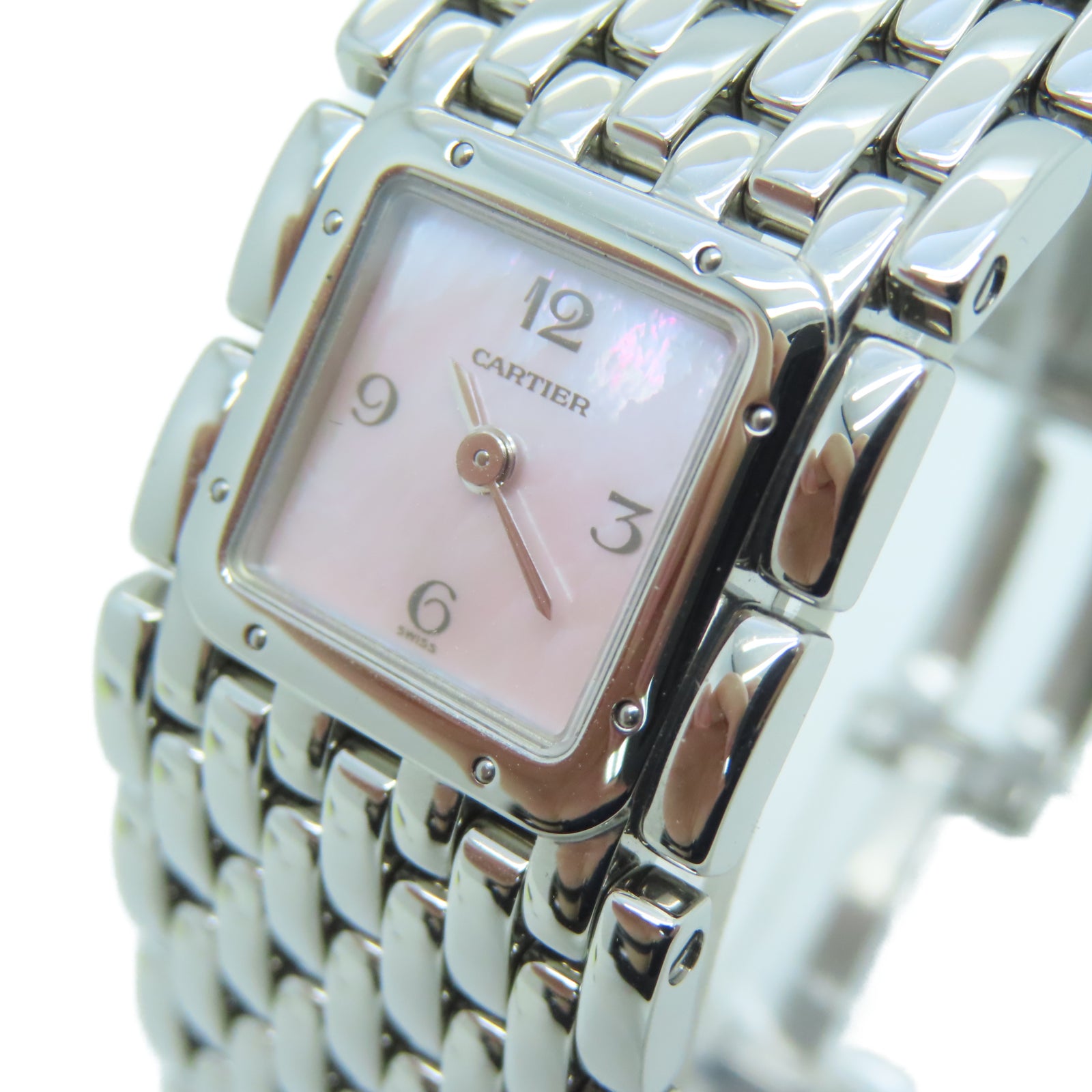 CARTIER Panthere Ruban Pink/Mop不锈钢手表石英机芯粉红色
