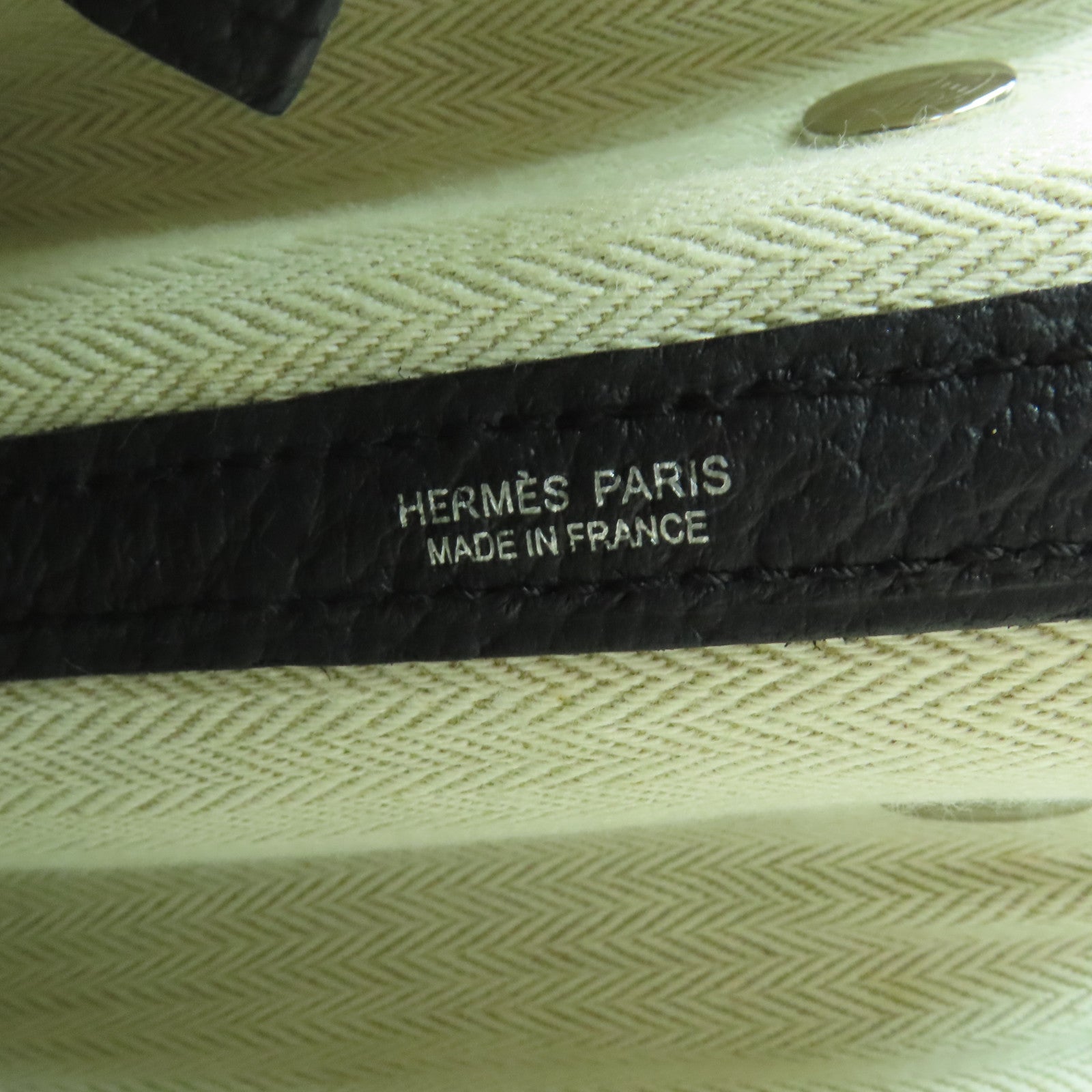HERMES Negonda皮革GardenParty PM银扣手挽袋黑色