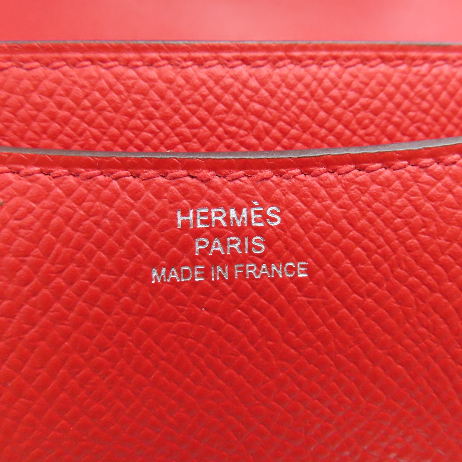 HERMES Epsom皮革Constance Mini银扣肩背袋爱心红/锦葵紫