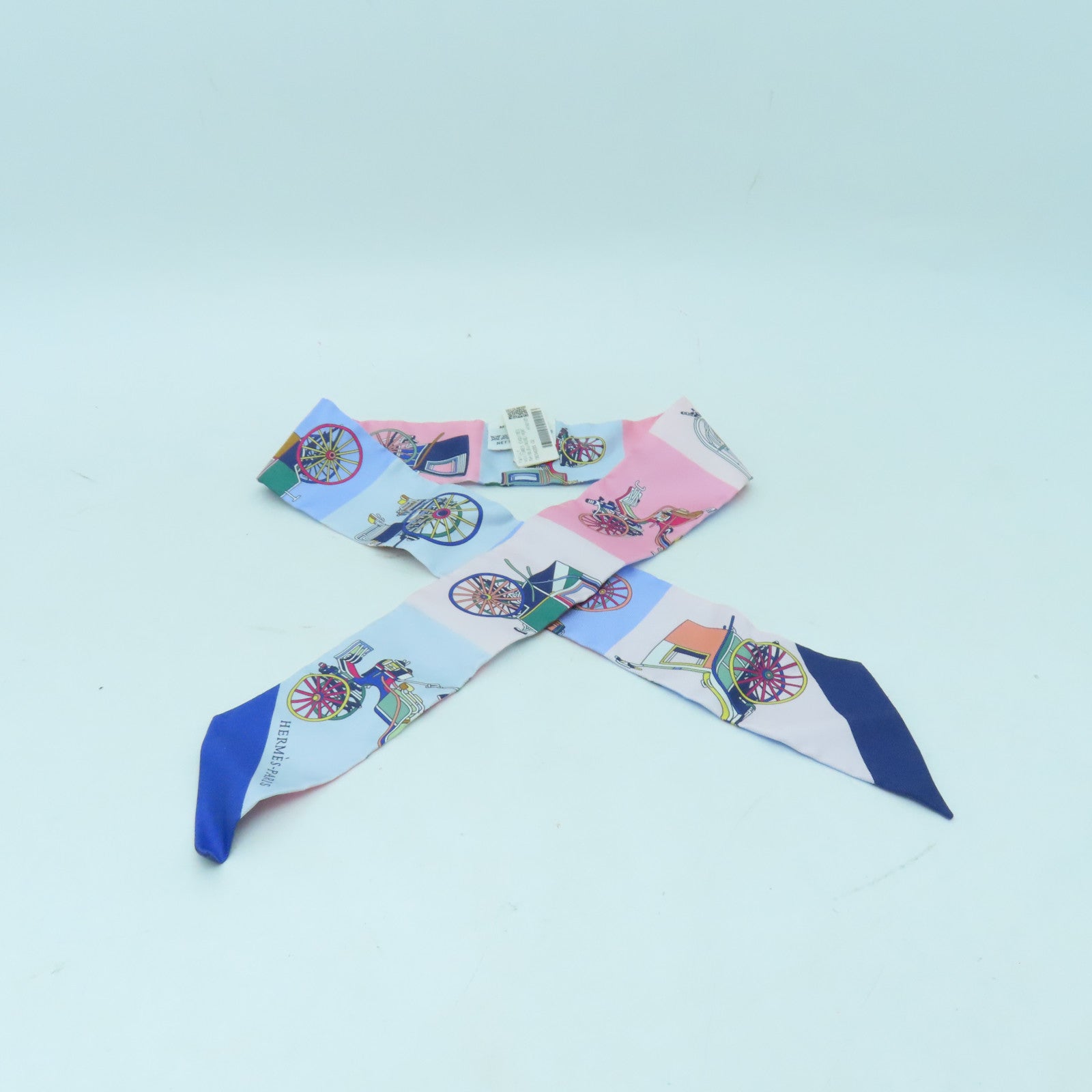 HERMES 【激減優惠】 絲質Twilly絲巾藍色/多色