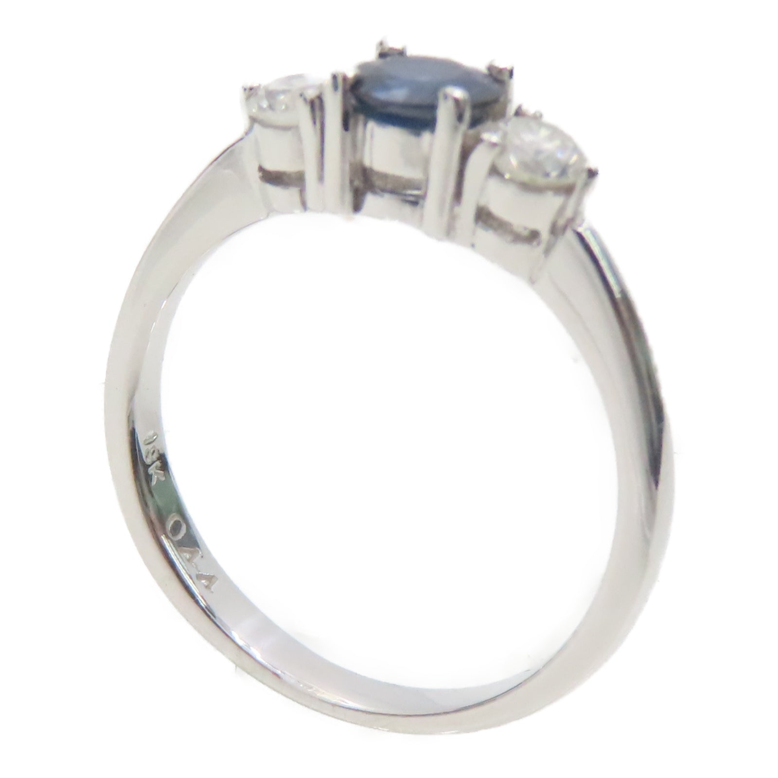 JEWELRY 18K白金Sapphire 2.3g 0.26ct藍寶石/0.44ct鑽石戒指US#4.5
