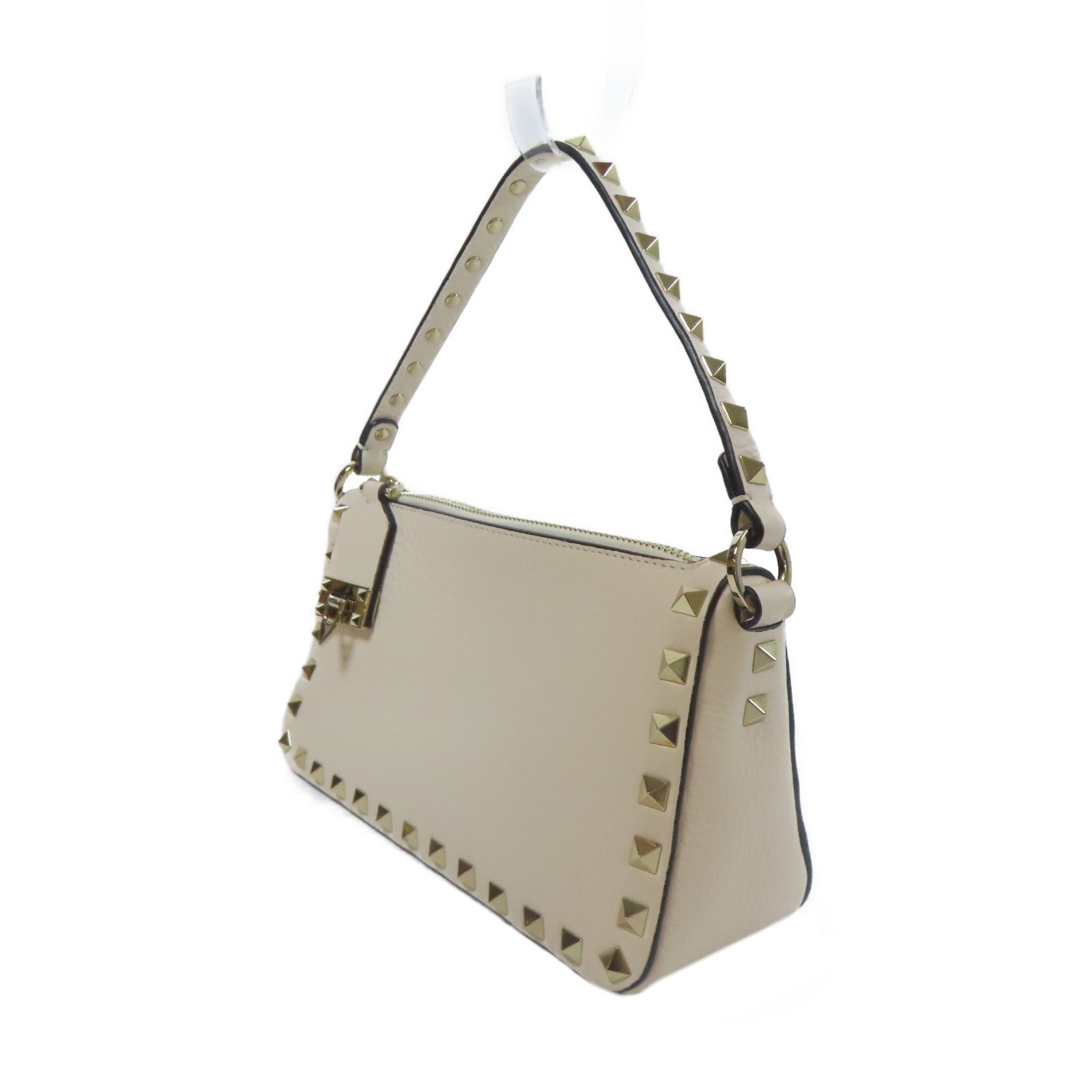 Valentino 牛皮皮革Hand Bag金扣手挽肩背兩用袋白色